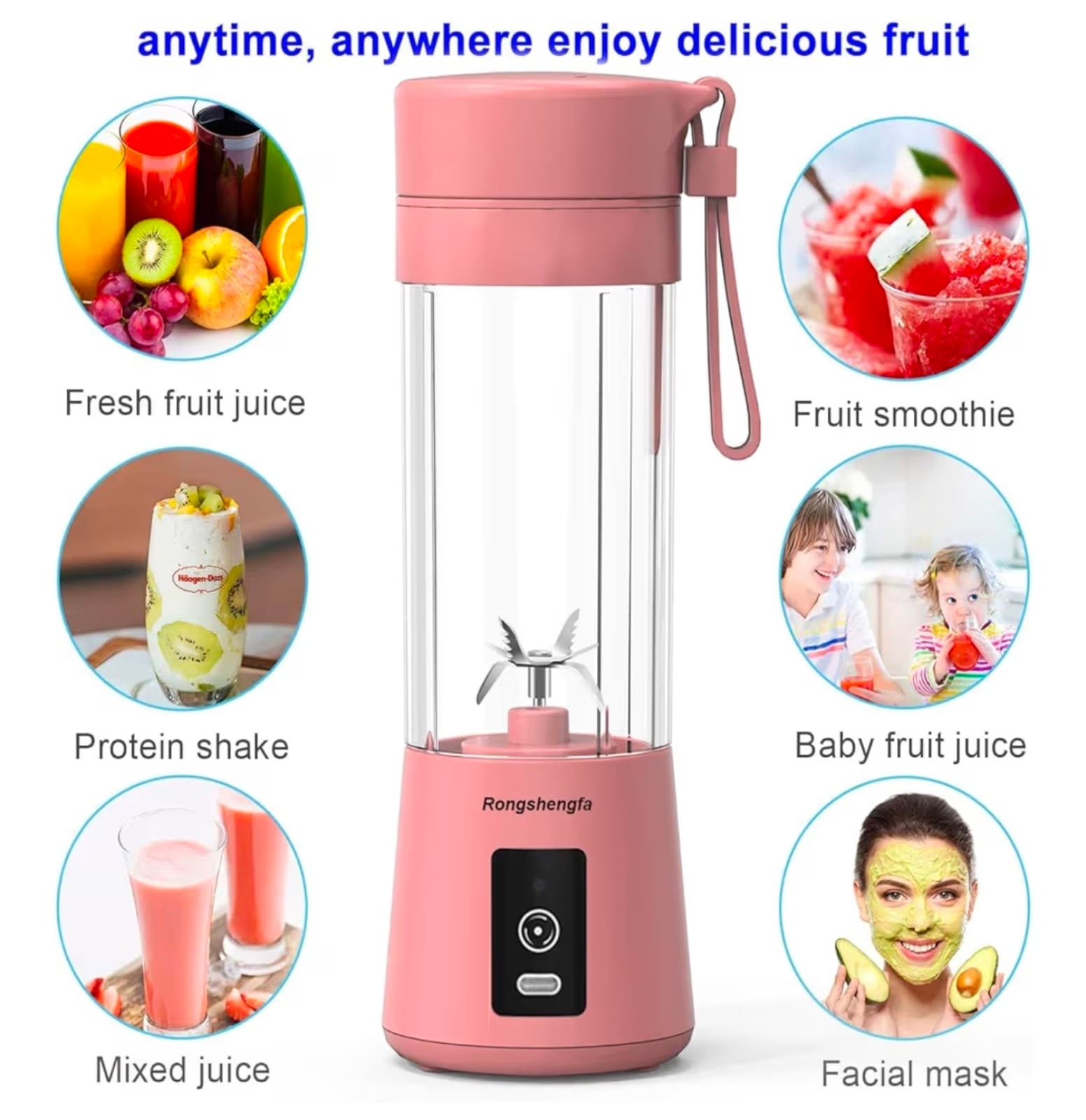 Portable Blender, Mini Pink Personal Blender Rechargeable! - Thumbnail 5
