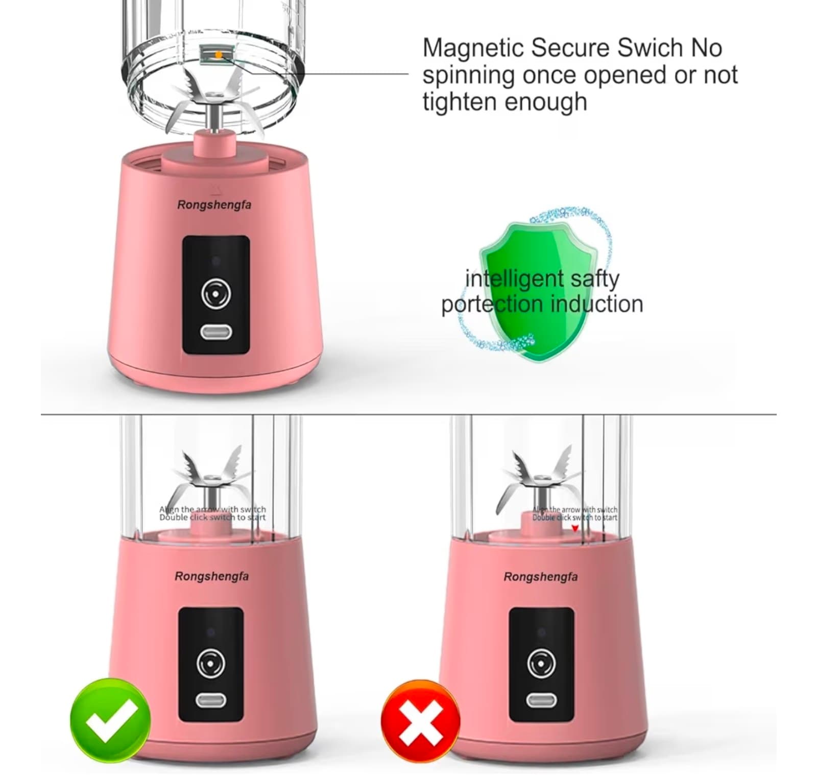 Portable Blender, Mini Pink Personal Blender Rechargeable! - Thumbnail 2