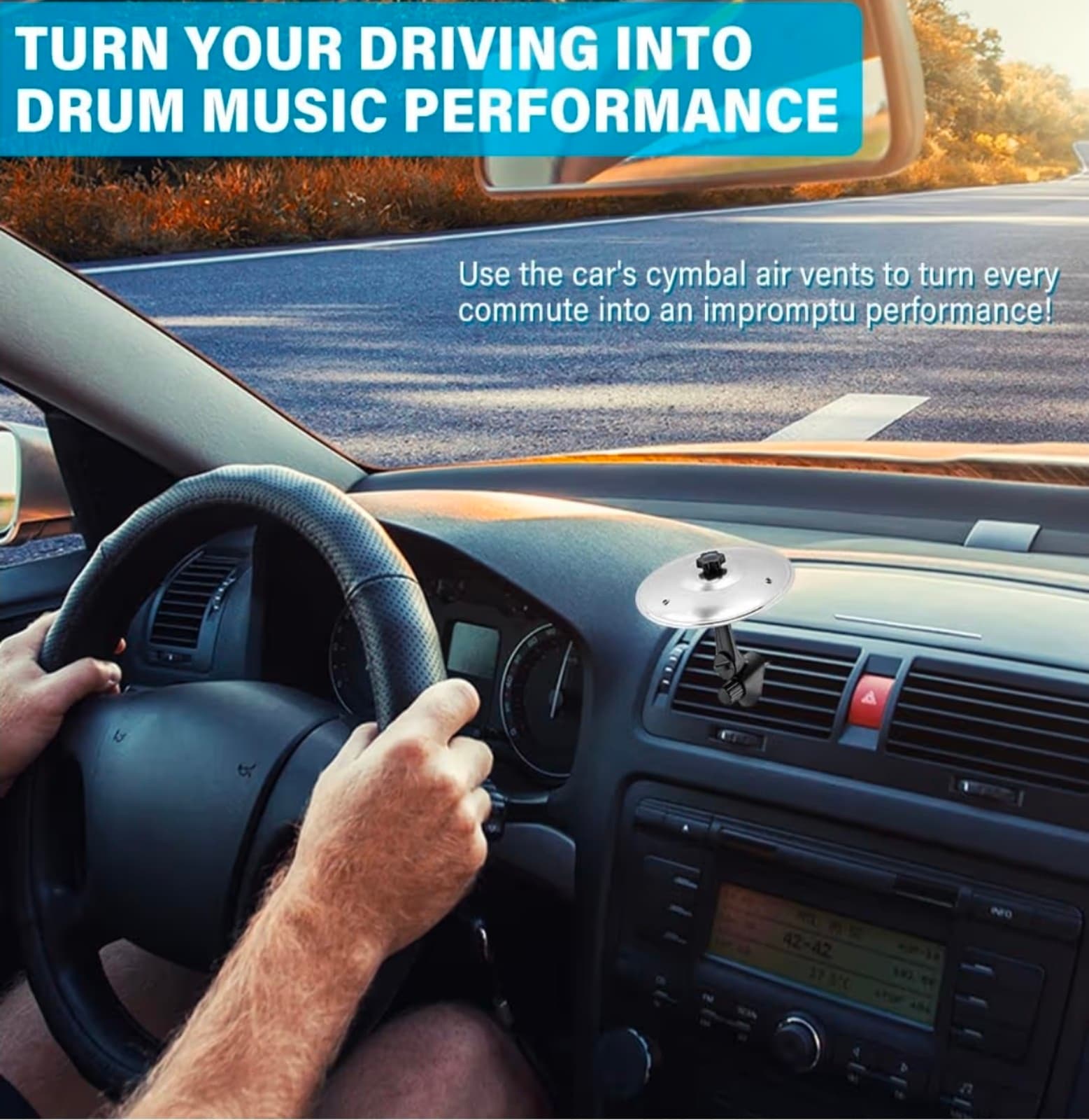 Car Cymbal Air Vent, Car Crash Cymbal, Durable Mini Drumcar Symbol Drum Air Vent - Thumbnail 5