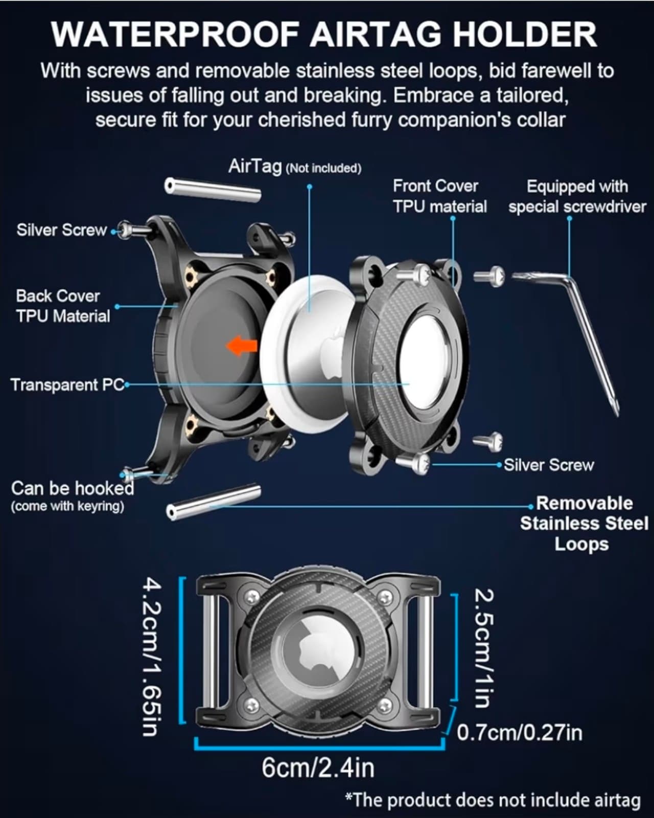 Airtag Dog Collar Holder Airtag Dog Waterproof - Airtag Holder - Thumbnail 5