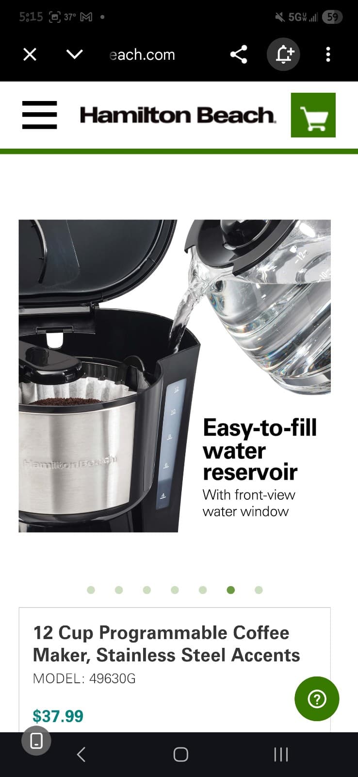 Hamilton Beach Programmable Coffee Pot - Thumbnail 6