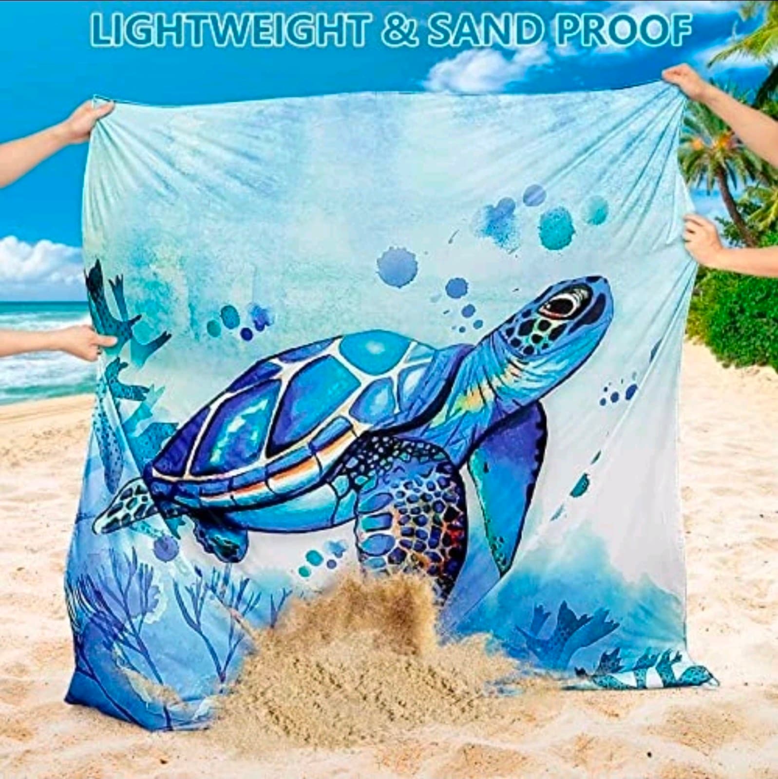 Beach Blanket Waterproof Sandproof XL 120" X 108" Sea Turtle 1-8ppl - Thumbnail 3