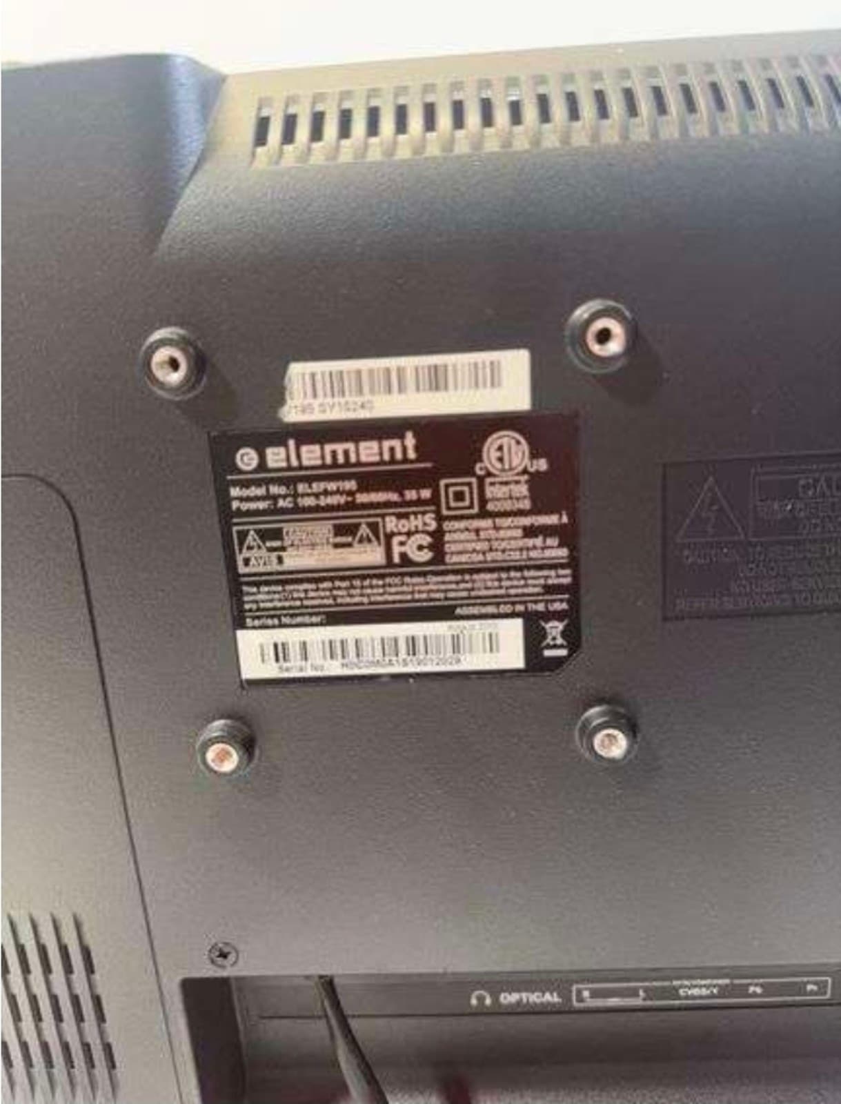 Element ELEFW195 19” 720p LED HD TV PC Monitor HDMI USB VGA AUX RCA + Remote - Thumbnail 2