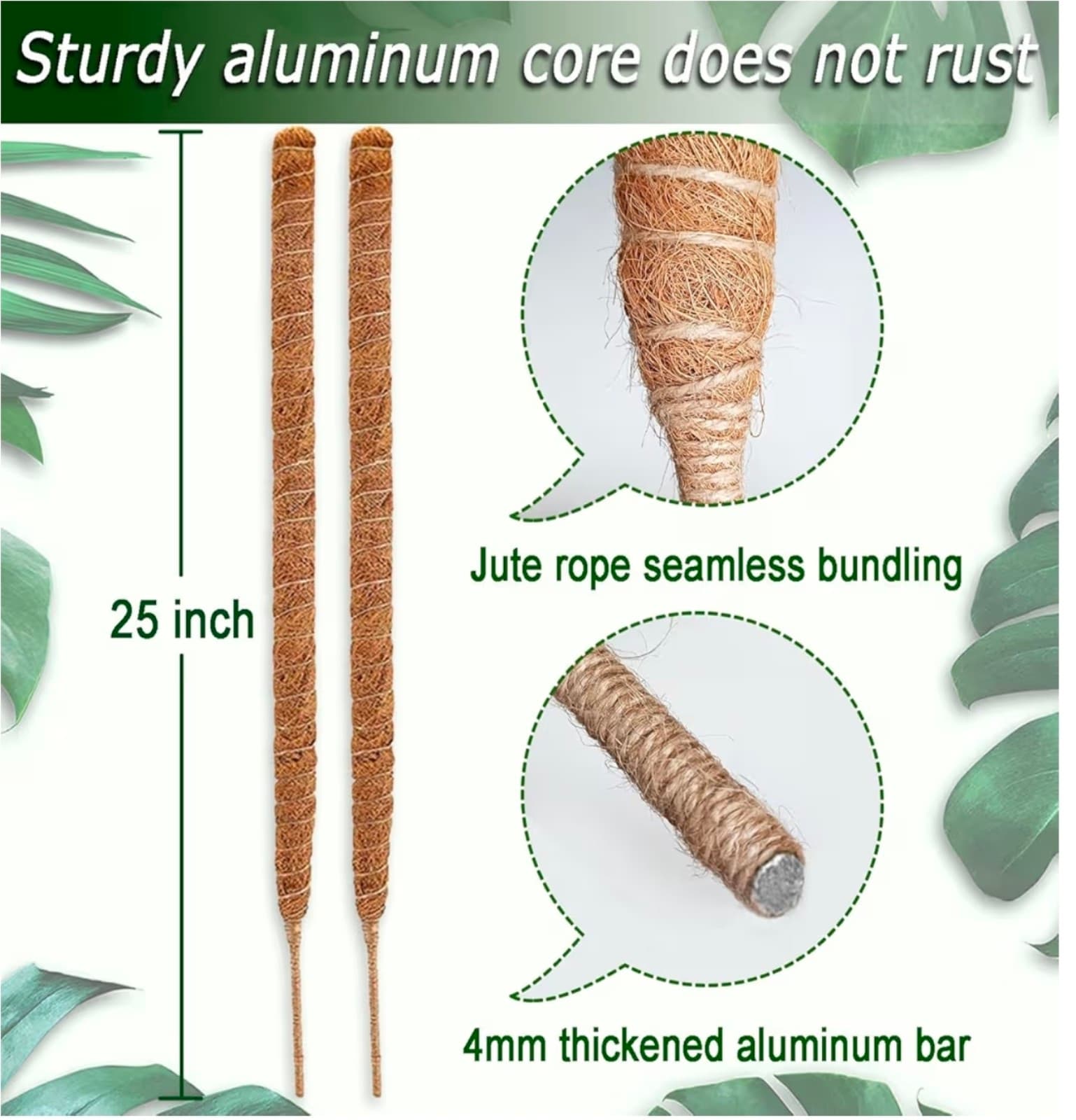 SMoss Poles 2pk 25in each Bendable Moss Pole for Climbing Plants - Thumbnail 3