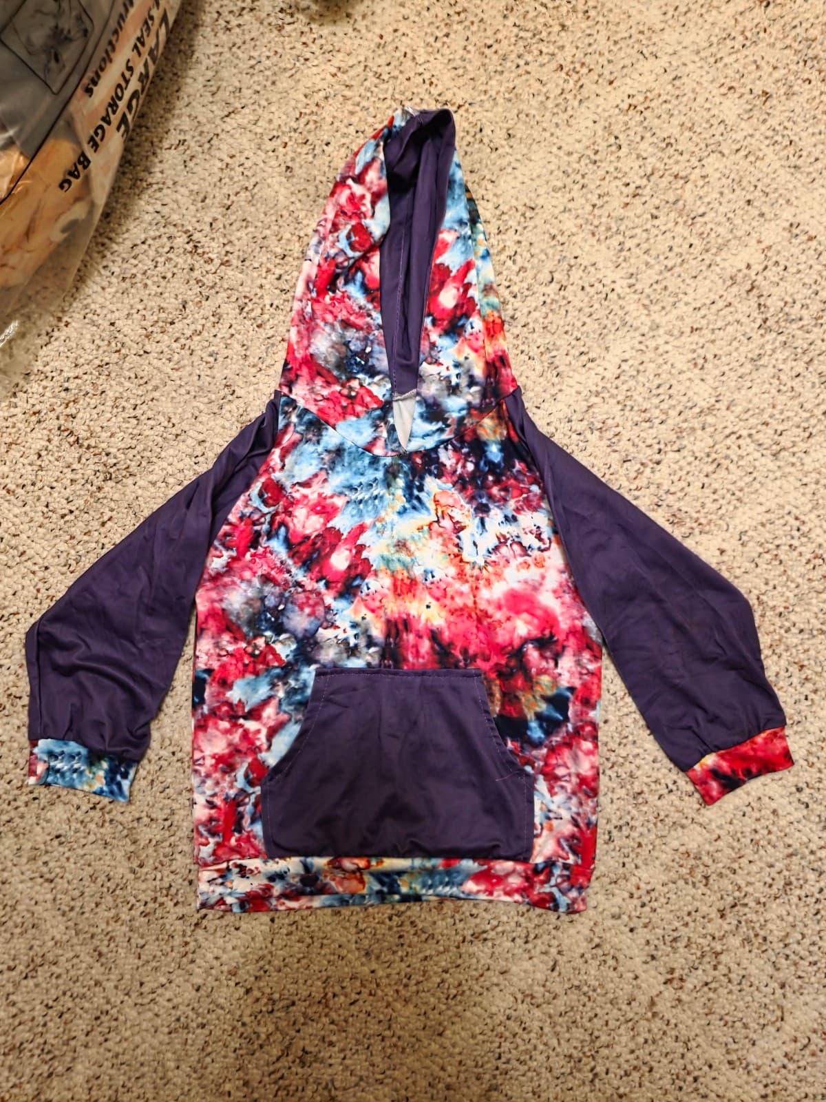 Girls Purple Tie Die Hoodie sz 5T - Image 1