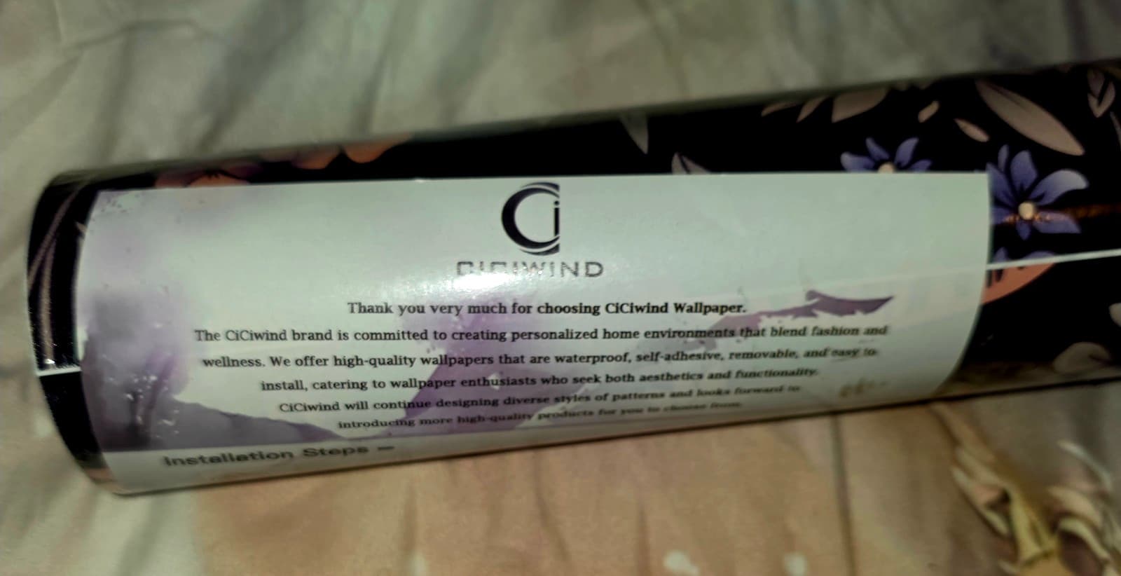 Peel and Stick Black Floral Wallpaper 17.5" x 393 Gold Leaf Contact Paper Viny - Thumbnail 8