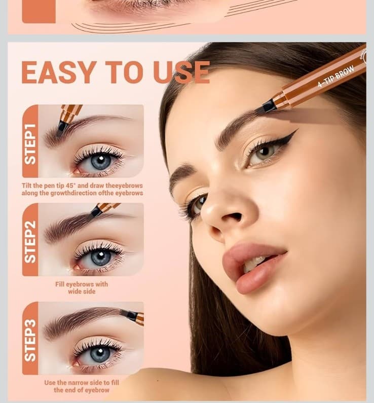 Microblading Eyebrow Pencil Waterproof 4-tip Eyebrow Pen Dark Brown - Thumbnail 3