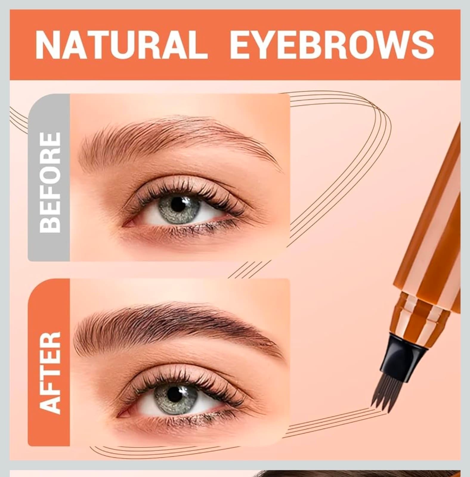 Microblading Eyebrow Pencil Waterproof 4-tip Eyebrow Pen Dark Brown - Thumbnail 2