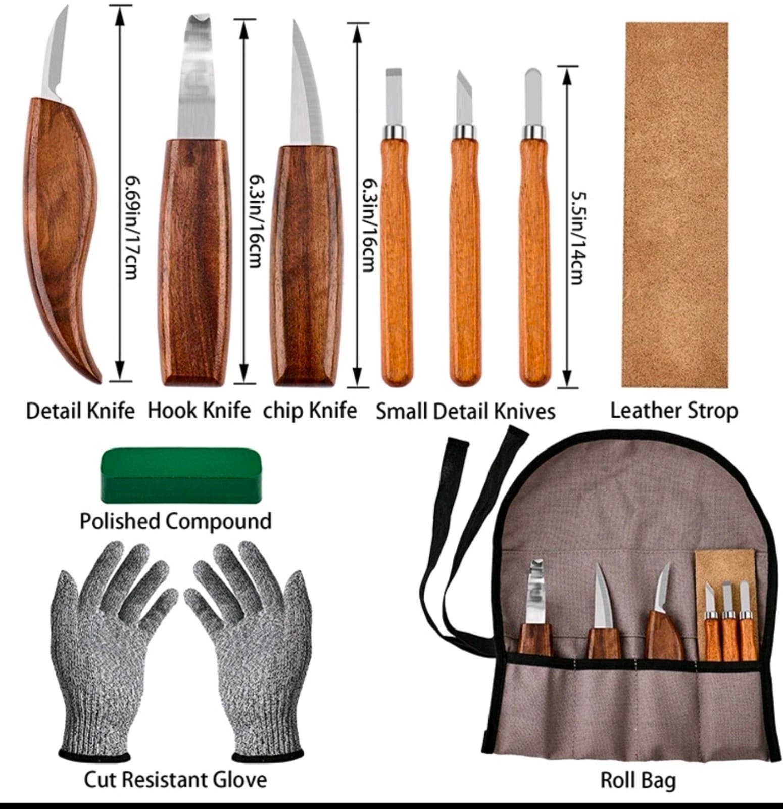 Woodworking Tool Set Whittling Hook Kit DIY Craft Hand Tools Set - Image 1