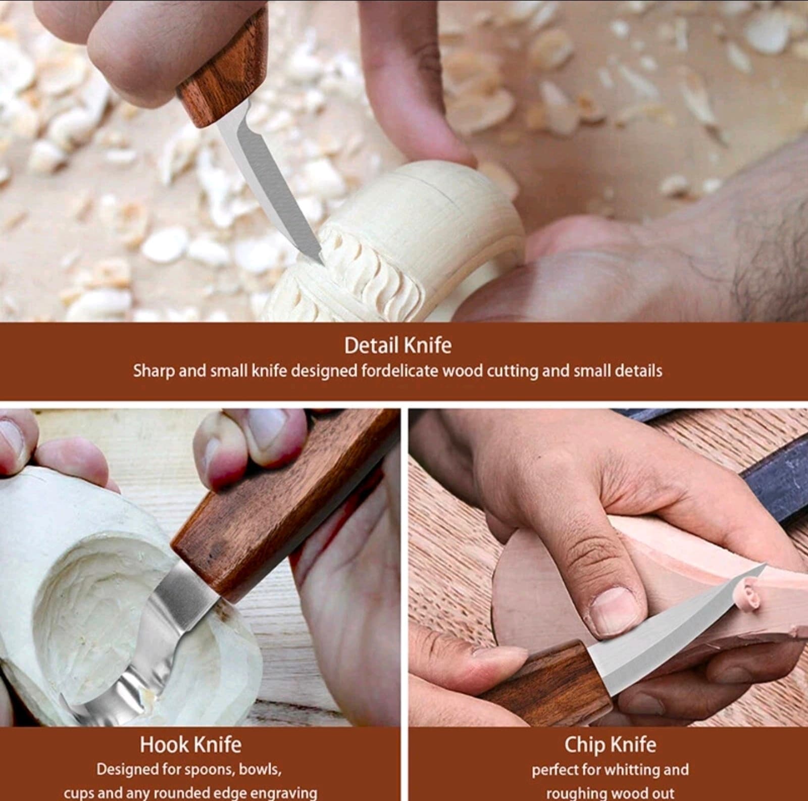 Woodworking Tool Set Whittling Hook Kit DIY Craft Hand Tools Set - Thumbnail 2