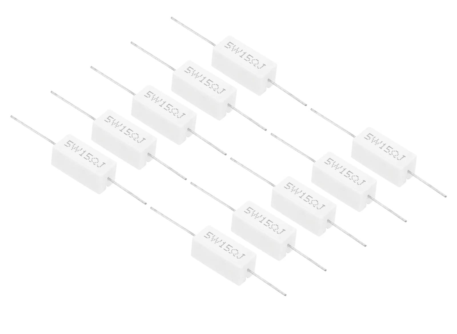 15 Ohm Resistors, 20Pcs 5W Ceramic Cement Resistor Power Cement Resistor Kit Tol - Image 1