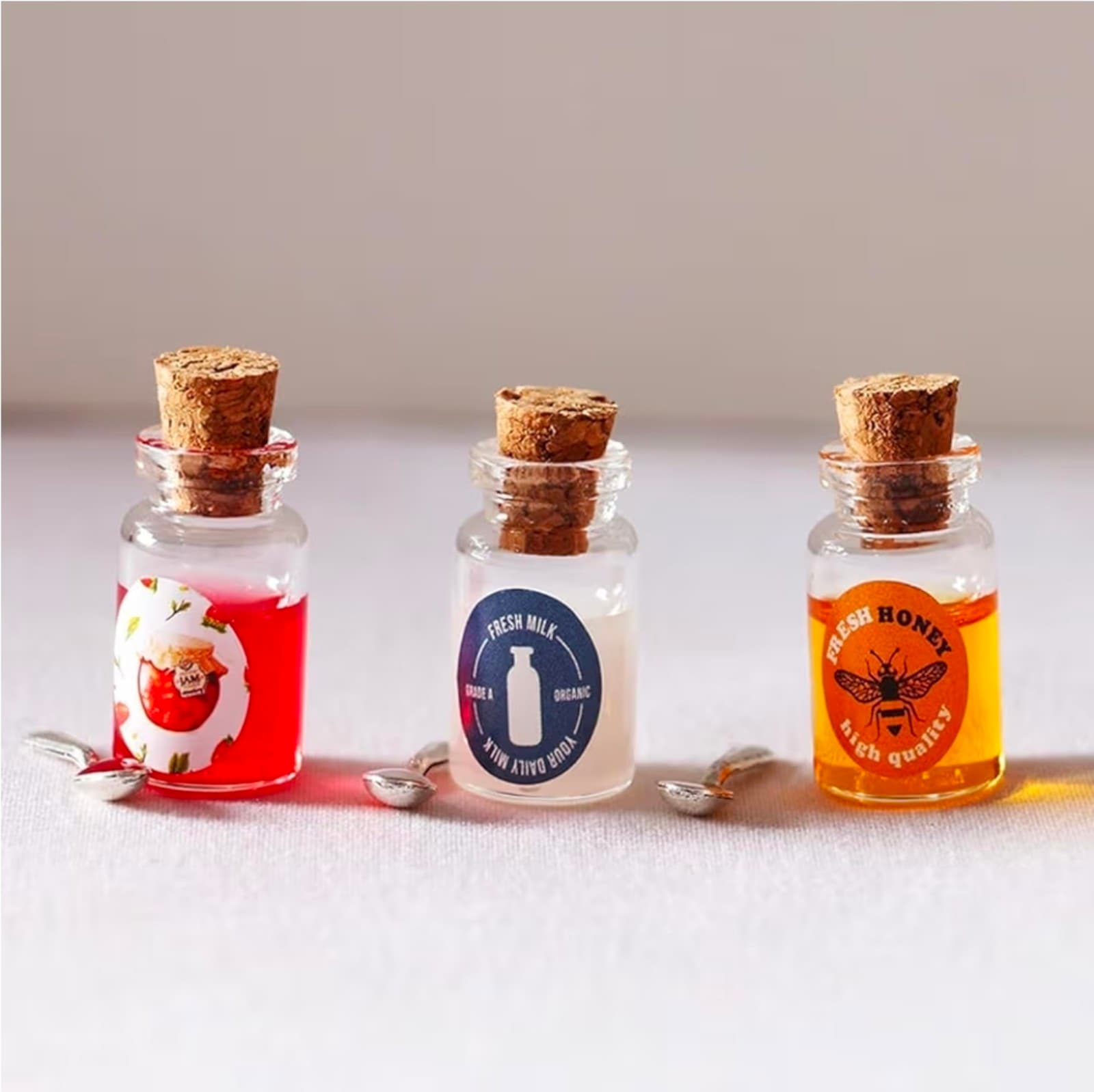 Miniature Dollhouse Accessory, Resin Mini Jam Dollhouse Milk Honey Strawberry Ja - Thumbnail 2