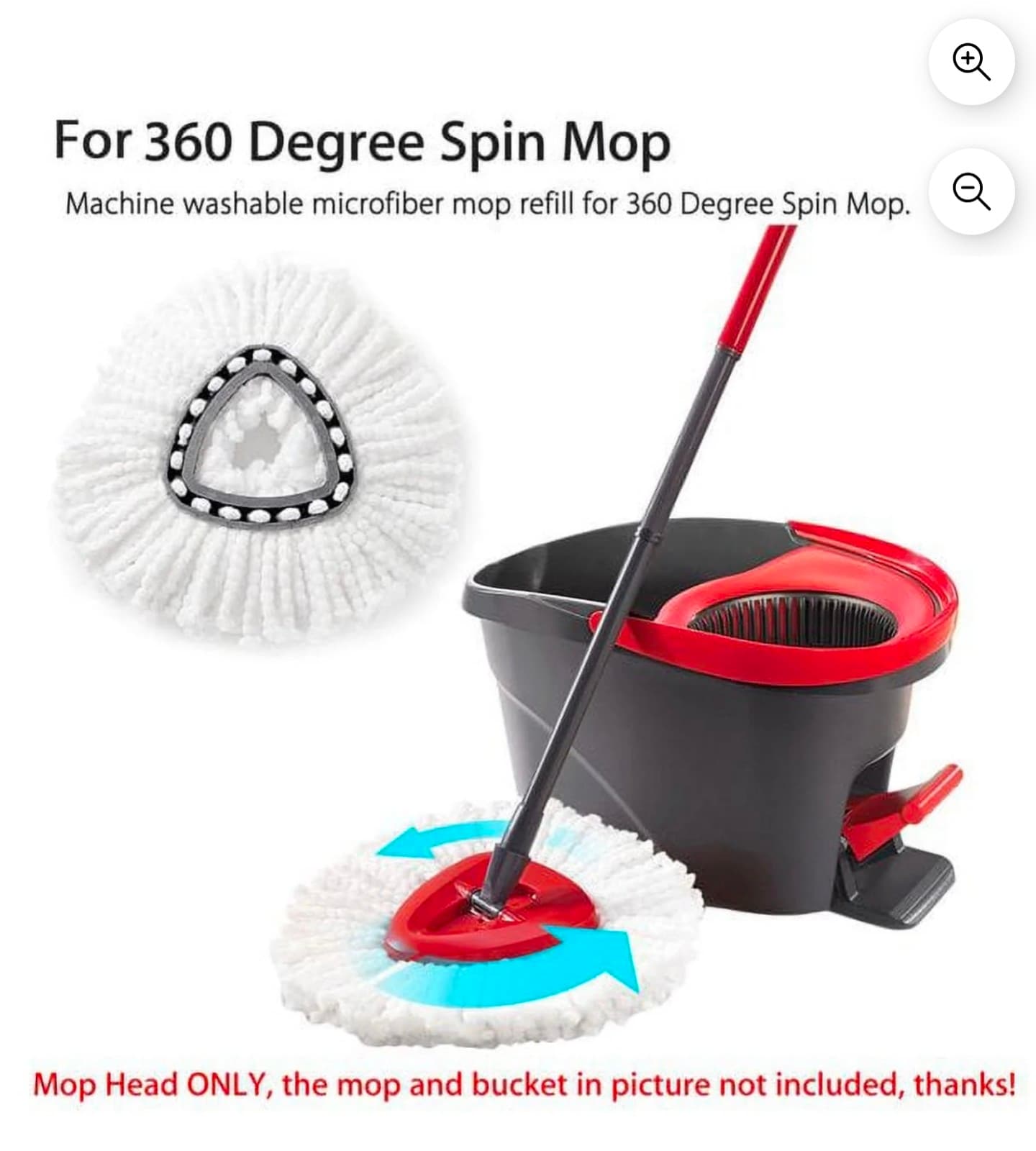 Spin Mop Head for Spin Mop Refill, EasyWring Spin Mop Microfiber Refill, Easy Cl - Thumbnail 2