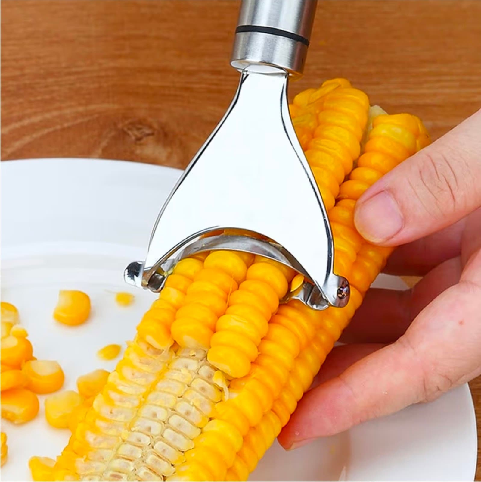 Corn Cutter Peeler, Portable Corn Cob Peeler Corn Stripper Comfortable Handle Co - Thumbnail 2
