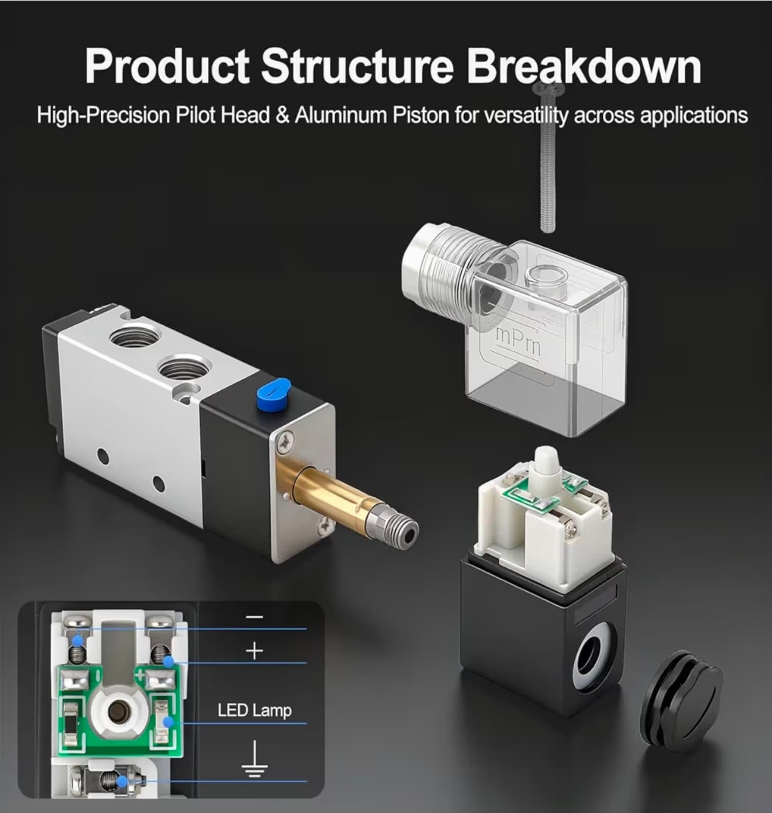 Baomain 4V210-08 Electric Solenoid Valve, 110V AC 2- Position 5-Way 1/4" PT Port - Thumbnail 5