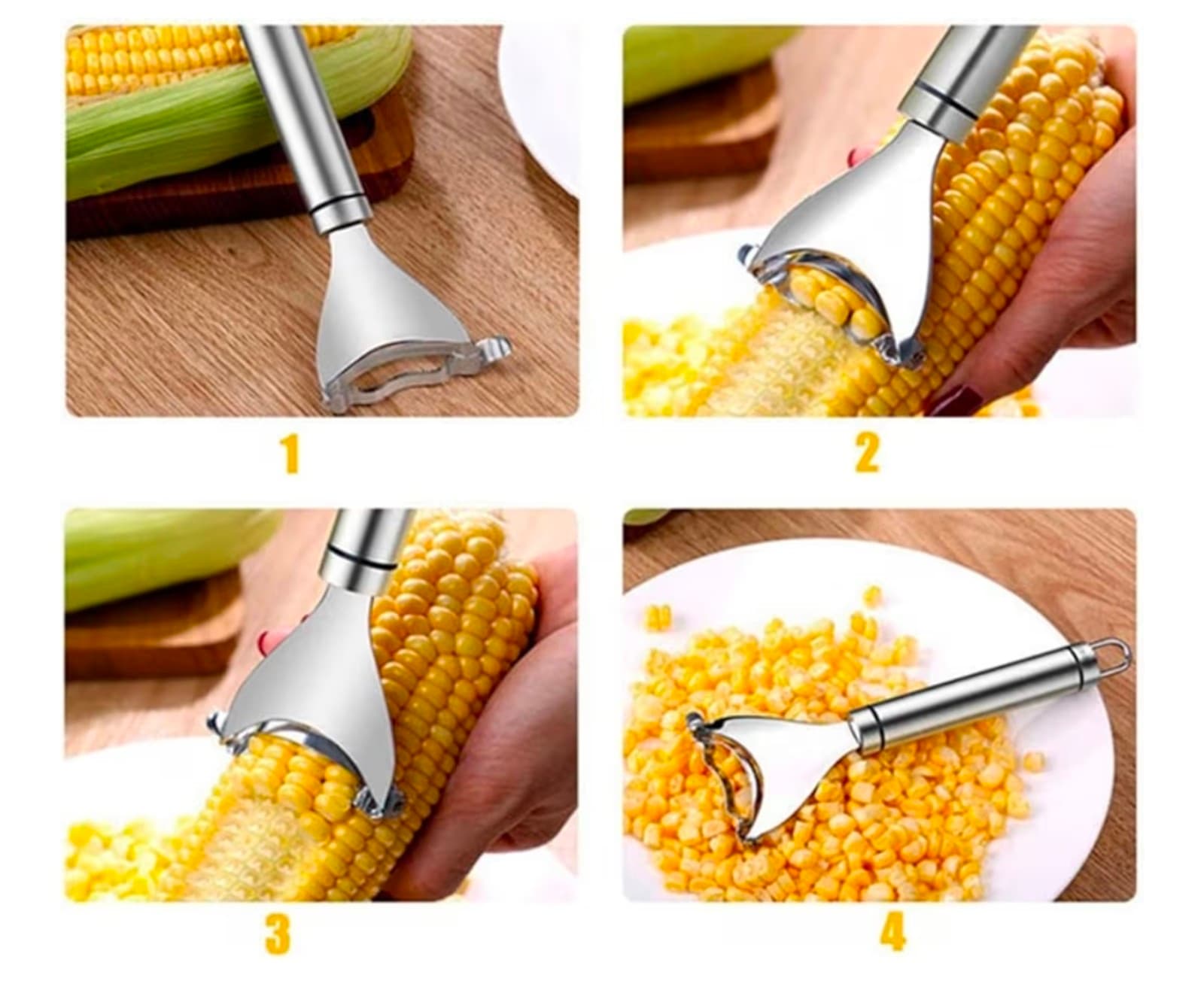 Corn Cutter Peeler, Portable Corn Cob Peeler Corn Stripper Comfortable Handle Co - Thumbnail 4