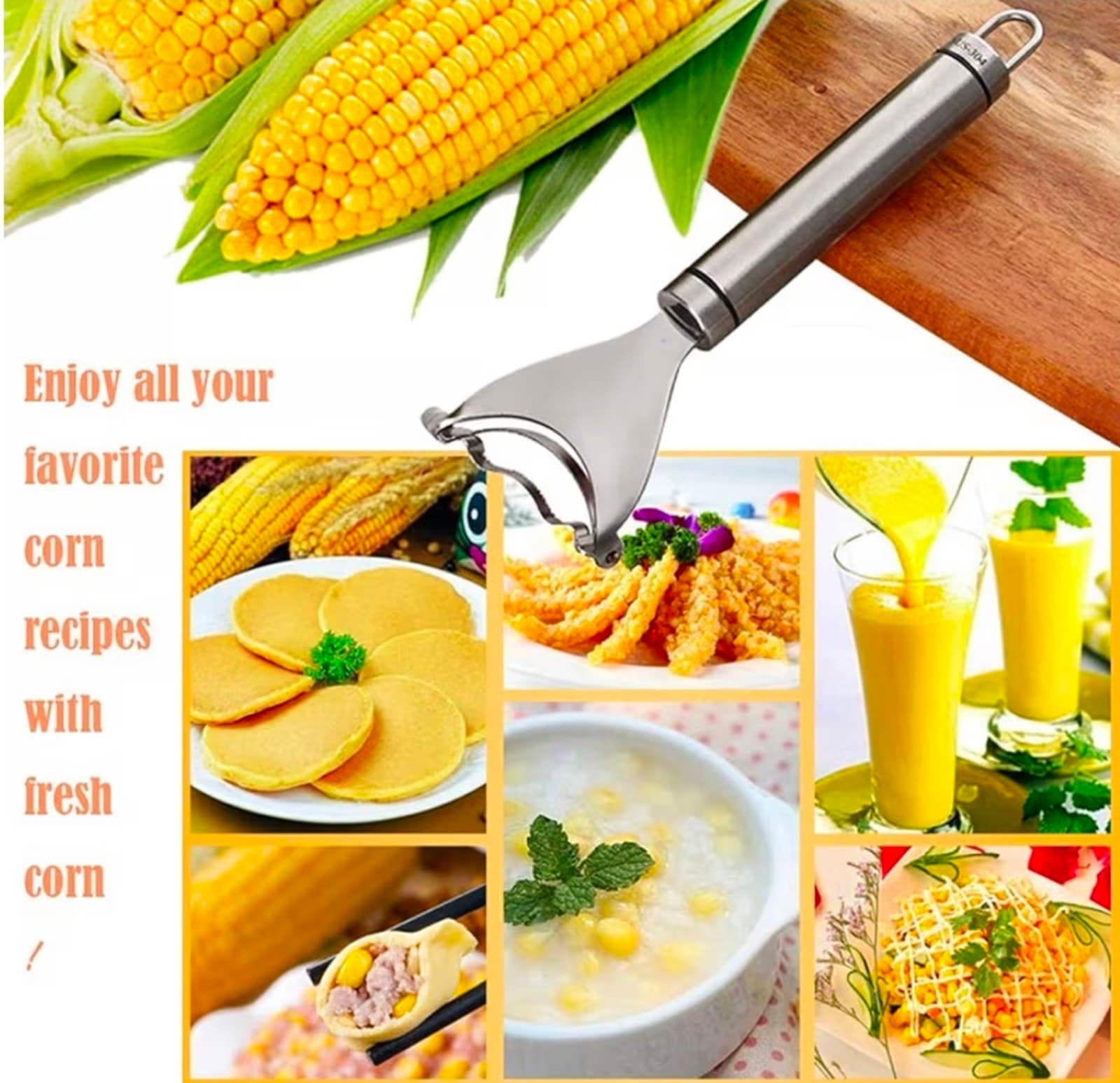 Corn Cutter Peeler, Portable Corn Cob Peeler Corn Stripper Comfortable Handle Co - Thumbnail 7