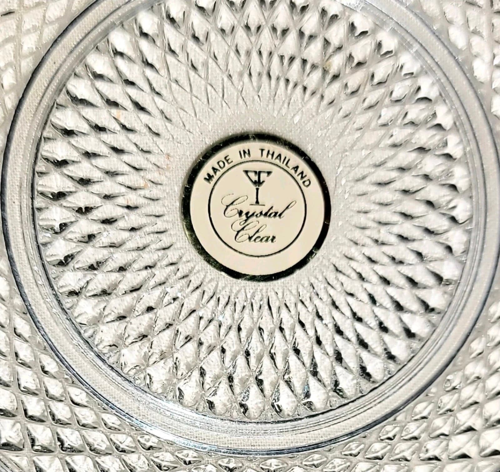 Vintage Crystal Clear KIG Mayasia Pressed Glass Large Bowl Made in Thailand - Thumbnail 2