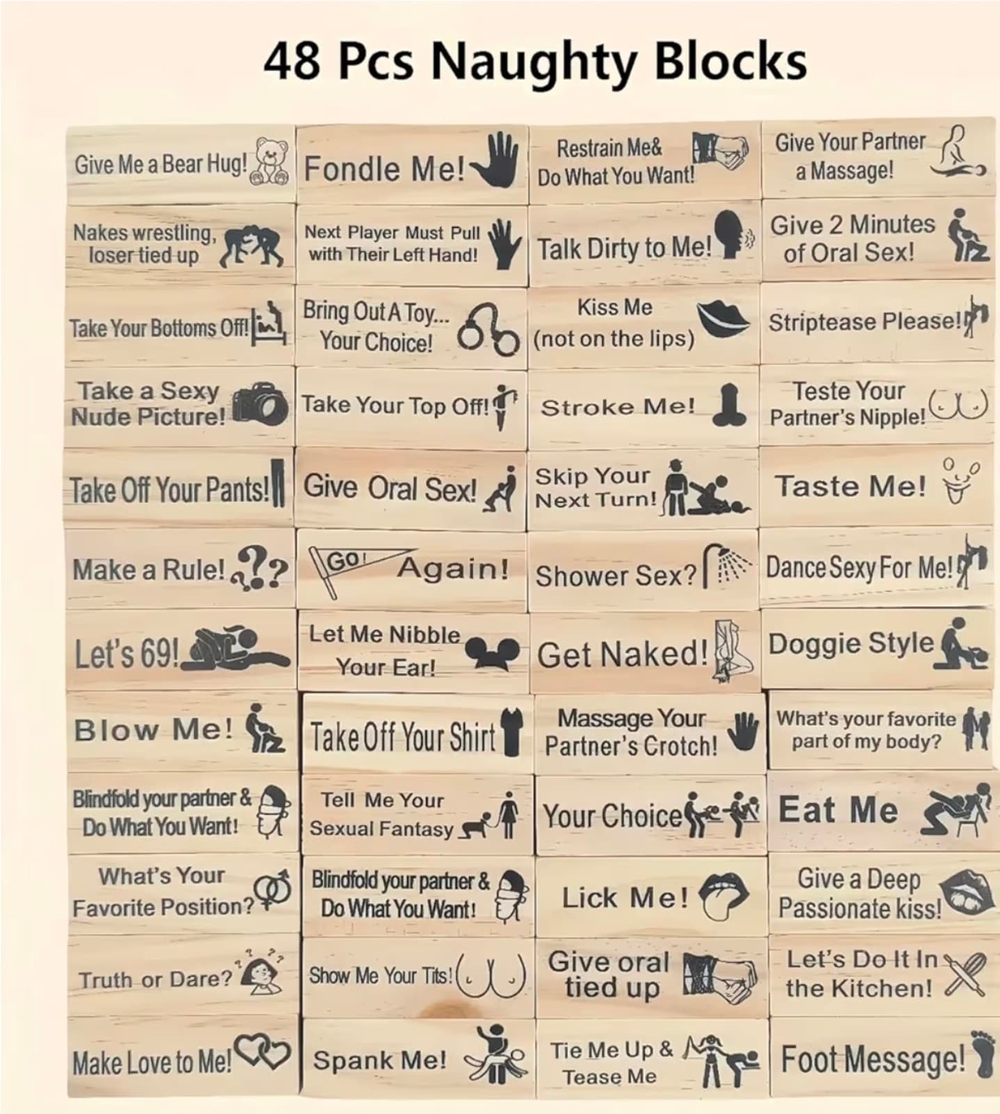 Naughty Jenga Game for Couples - Date Night Game - Thumbnail 5