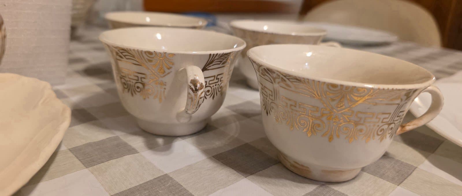 Stetson China Tea Set 22k Gold Greek Key & Shields Pattern - Thumbnail 4