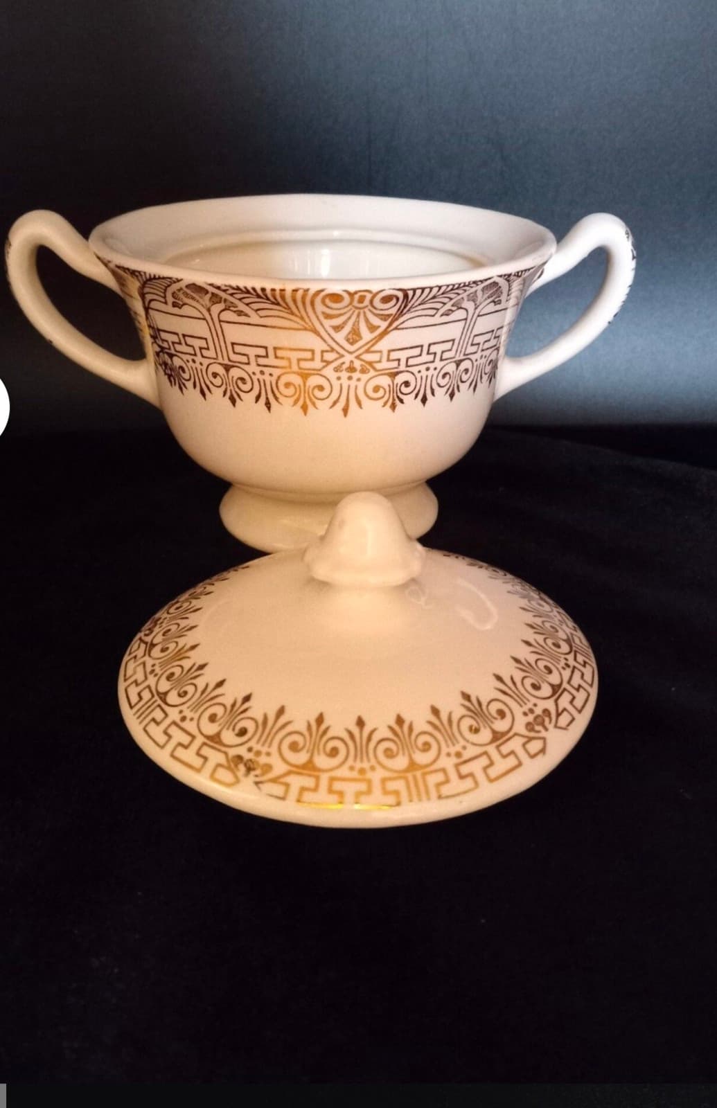 Stetson China Tea Set 22k Gold Greek Key & Shields Pattern - Image 1