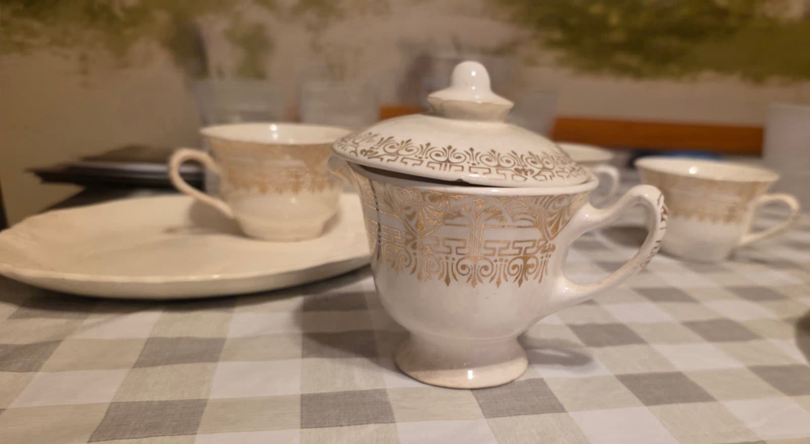 Stetson China Tea Set 22k Gold Greek Key & Shields Pattern - Thumbnail 10