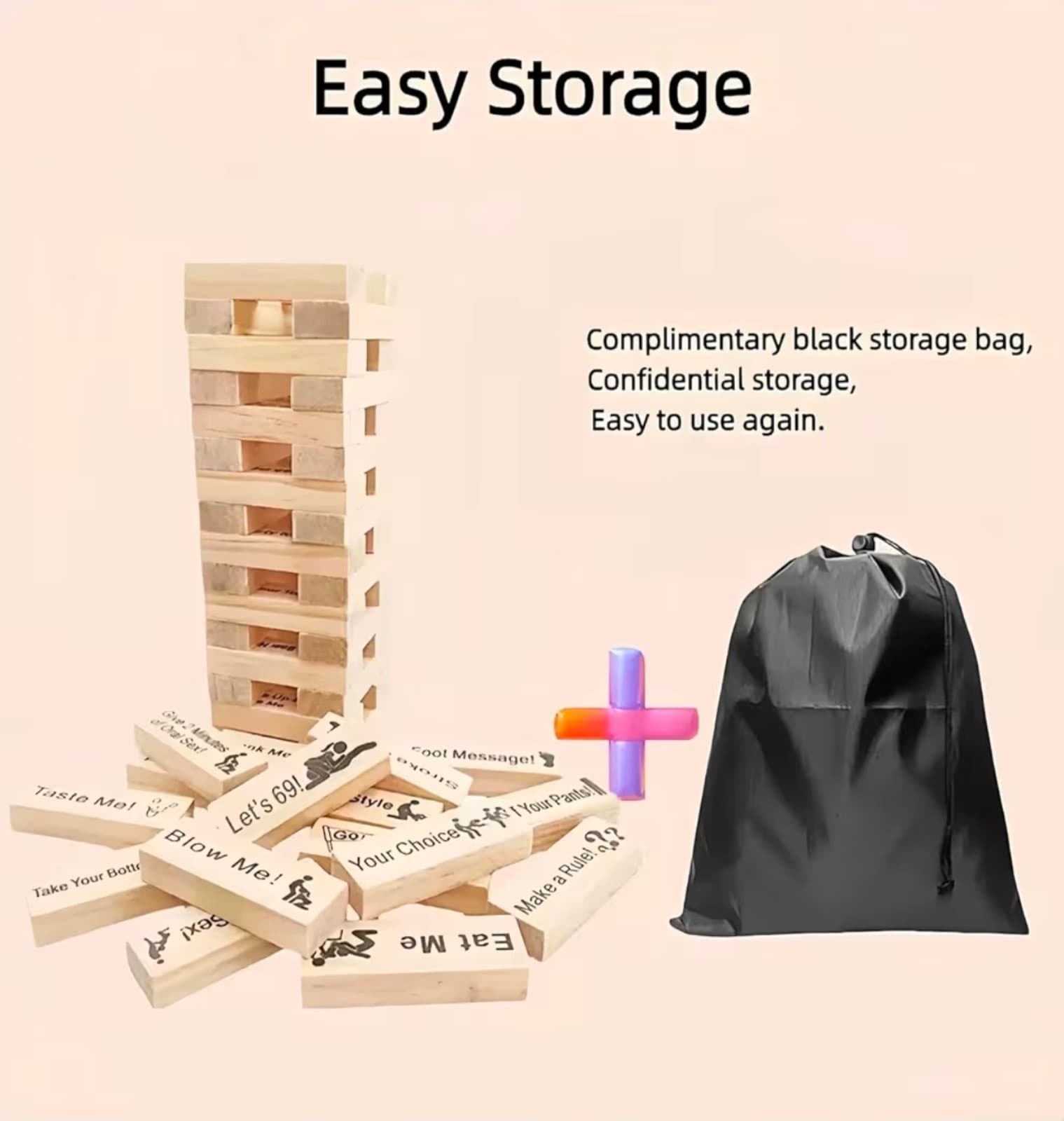 Naughty Jenga Game for Couples - Date Night Game - Thumbnail 4