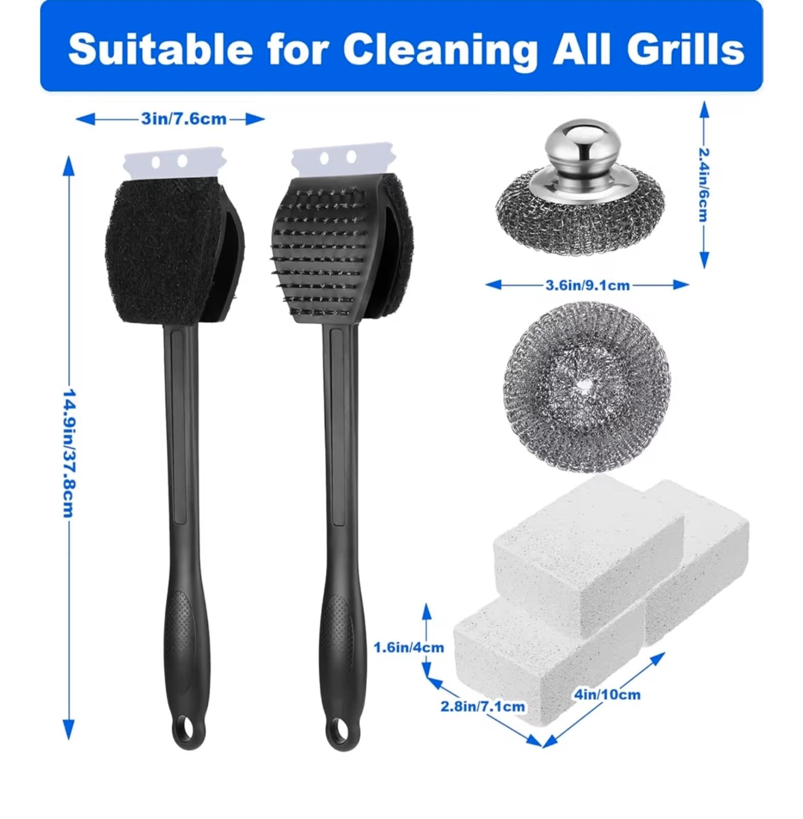 Grill Cleaning Kit-Stainless Steel Grill Brush &:Scraper Kit - Thumbnail 2