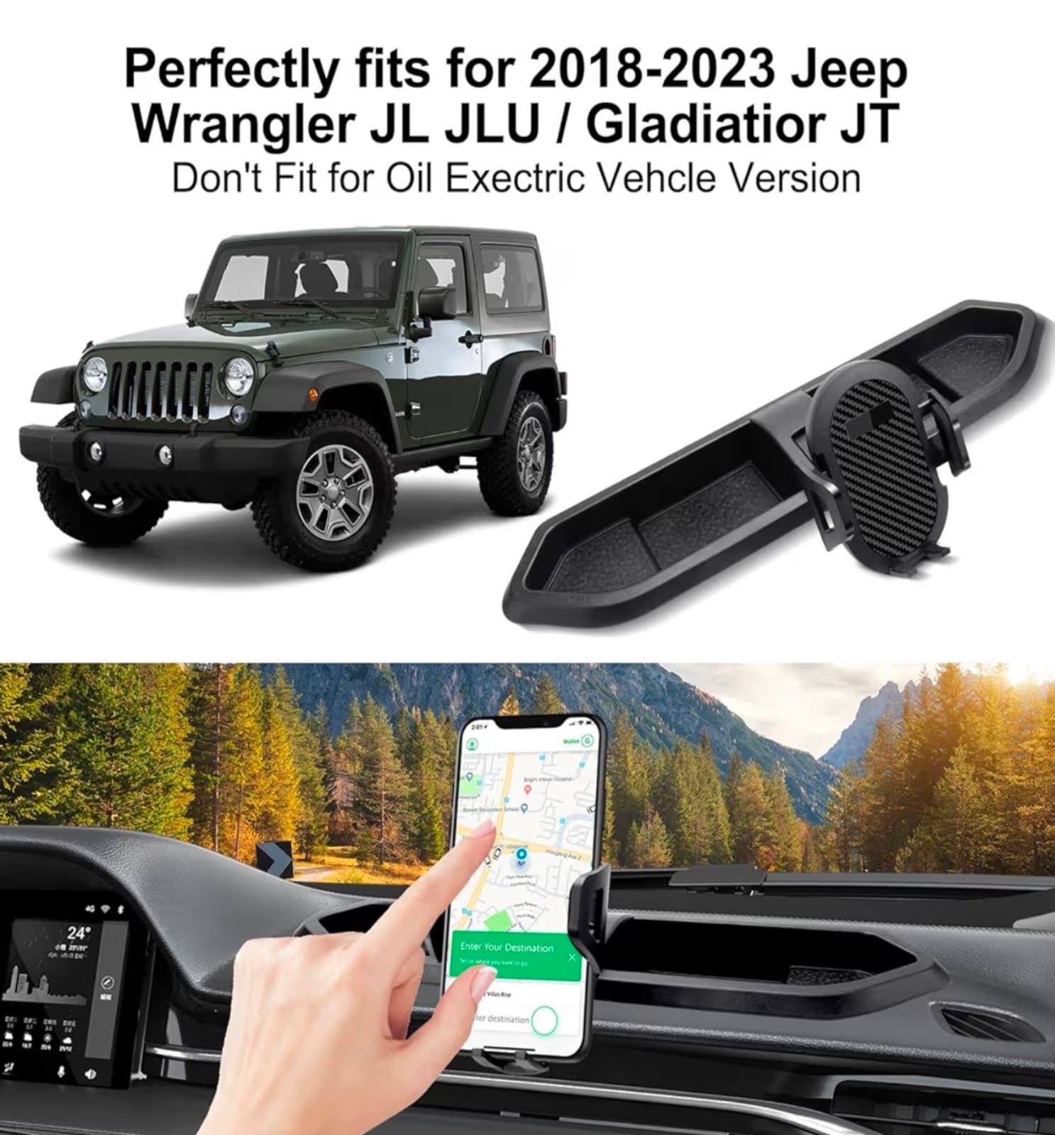 Jeep Wrangler Phone Mount fits 2018-2023 - Thumbnail 2