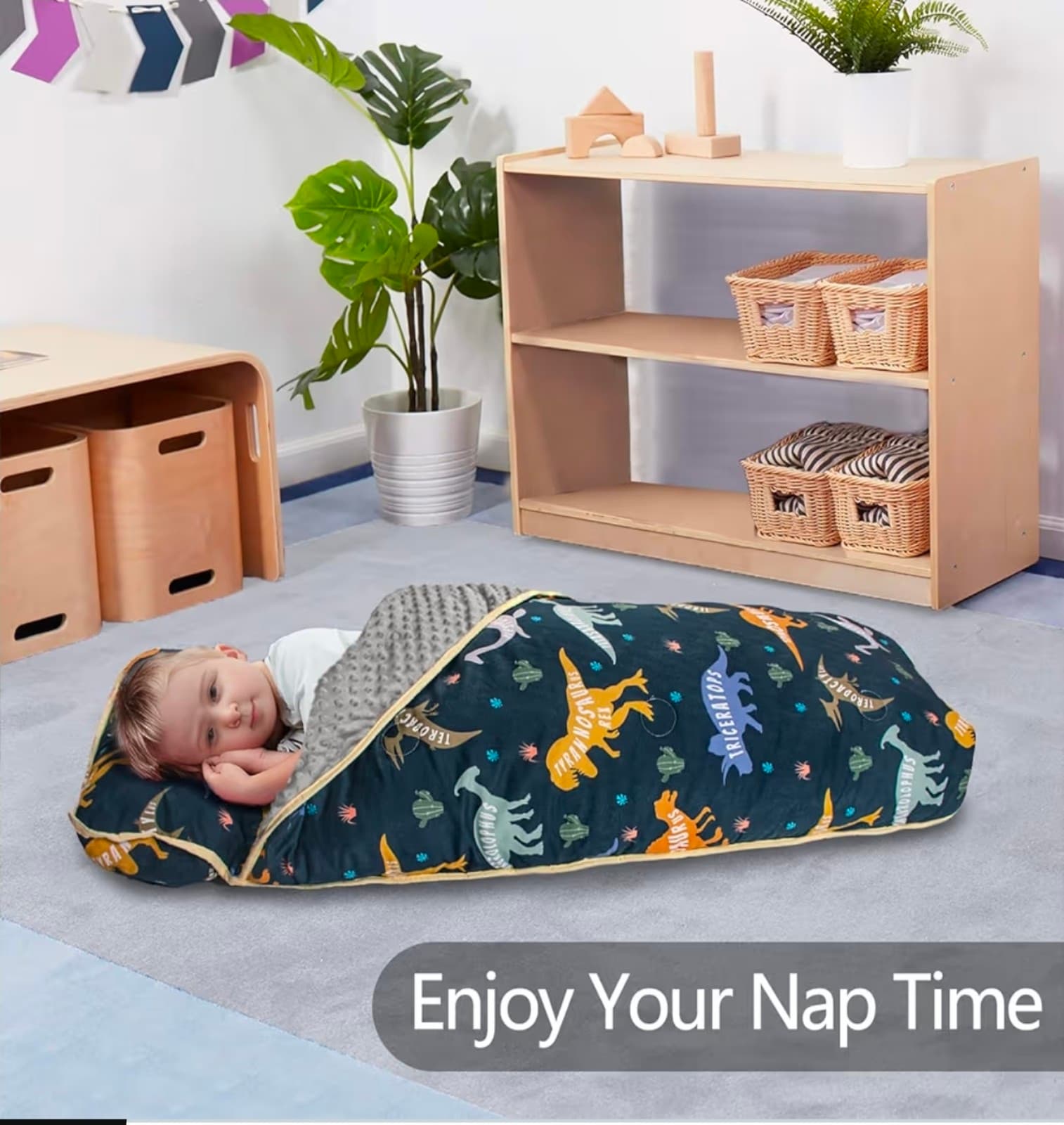 Kids Dinosaur Nap Mat 55in by 22in - Thumbnail 4