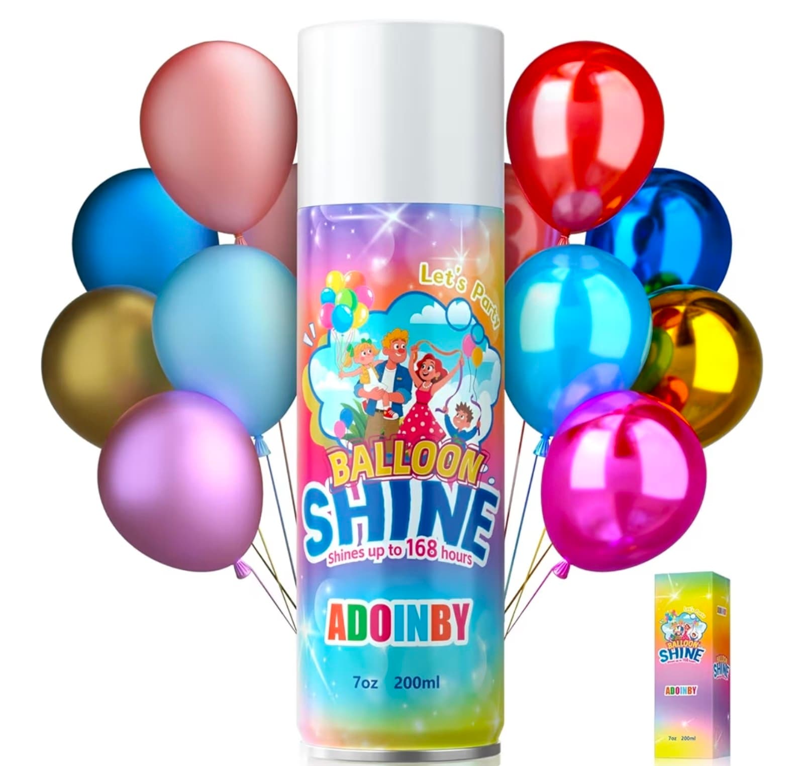 Balloon Shine Spray, 7 fl.oz Long Lasting Instant High Shine Balloon Spray - Image 1