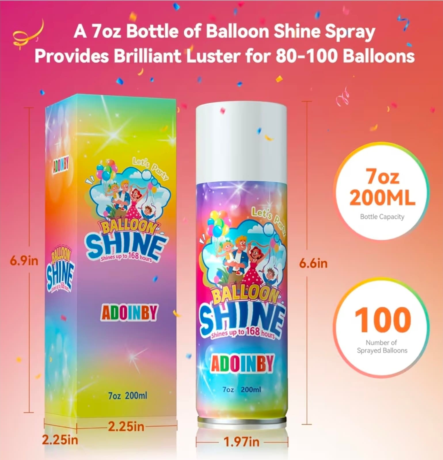 Balloon Shine Spray, 7 fl.oz Long Lasting Instant High Shine Balloon Spray - Thumbnail 2