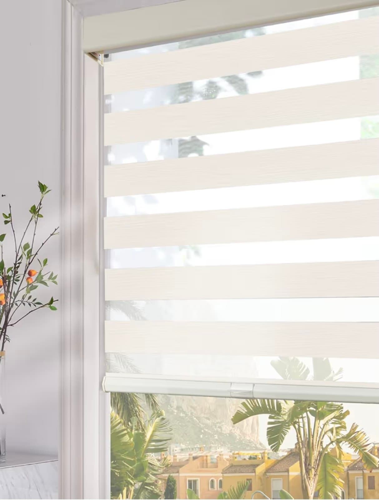 Persilux Cordless Zebra Blinds for Windows (35" W x 72" H, Beige - Image 1