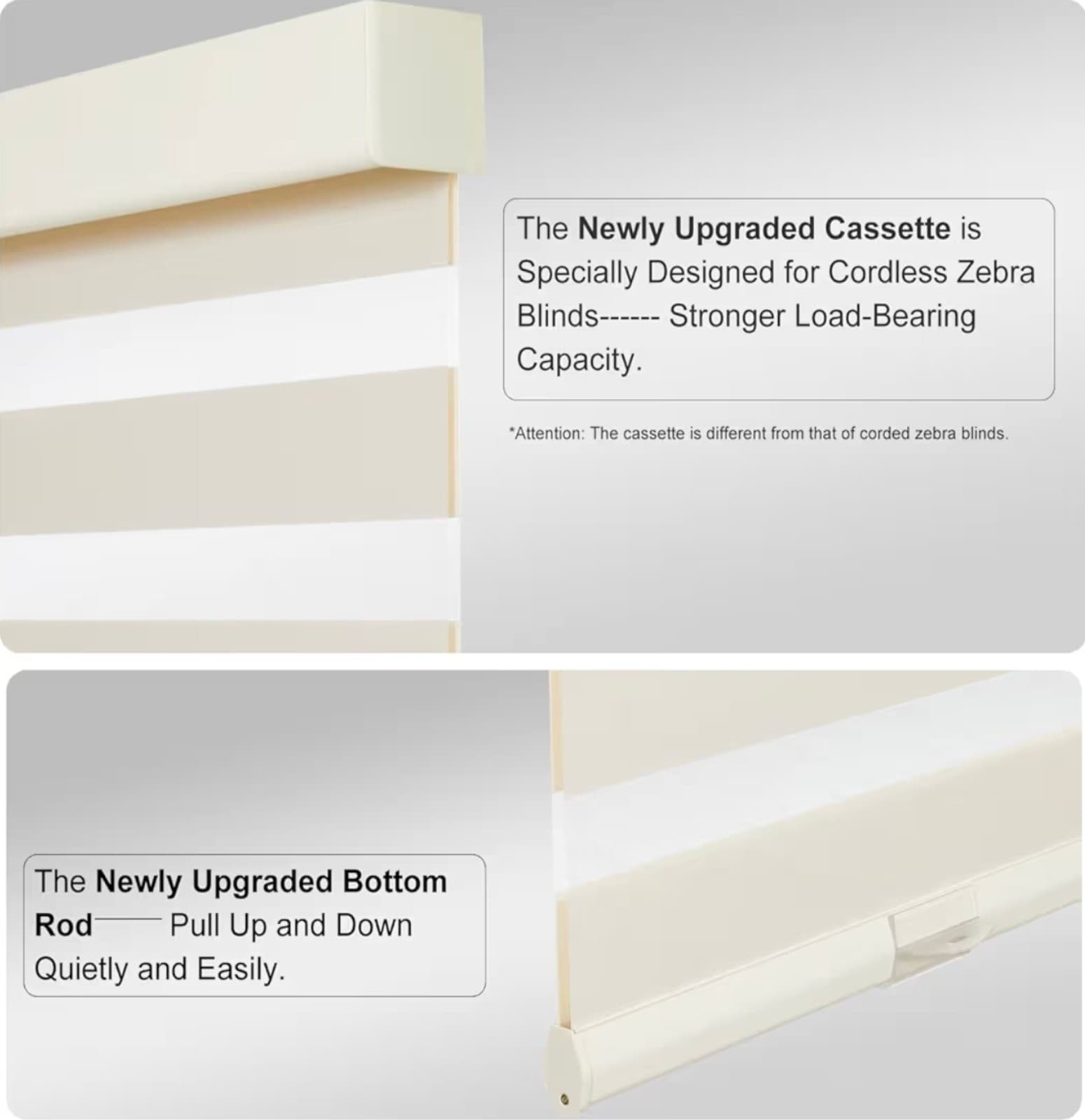 Persilux Cordless Zebra Blinds for Windows (35" W x 72" H, Beige - Thumbnail 2