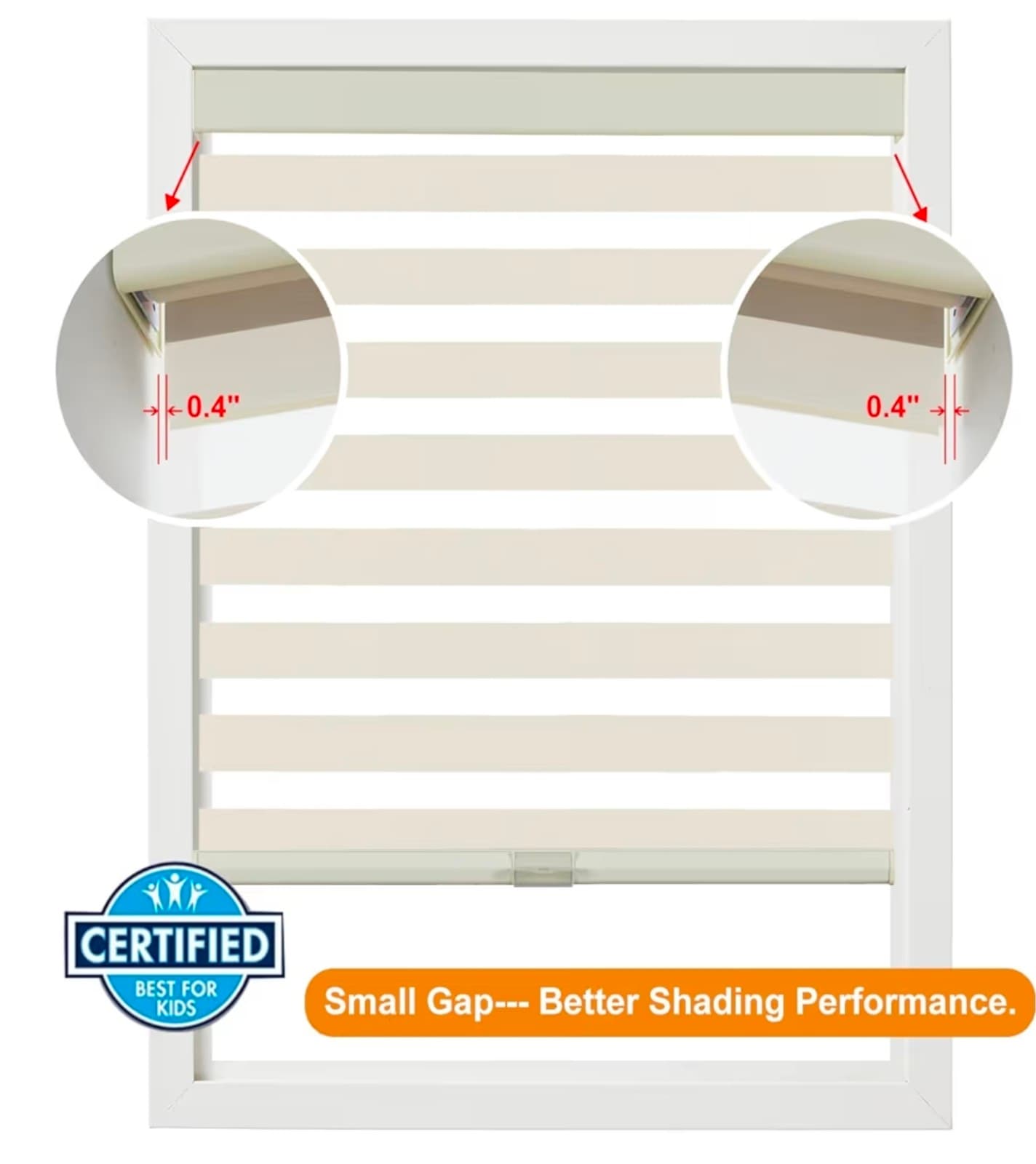 Persilux Cordless Zebra Blinds for Windows (35" W x 72" H, Beige - Thumbnail 4