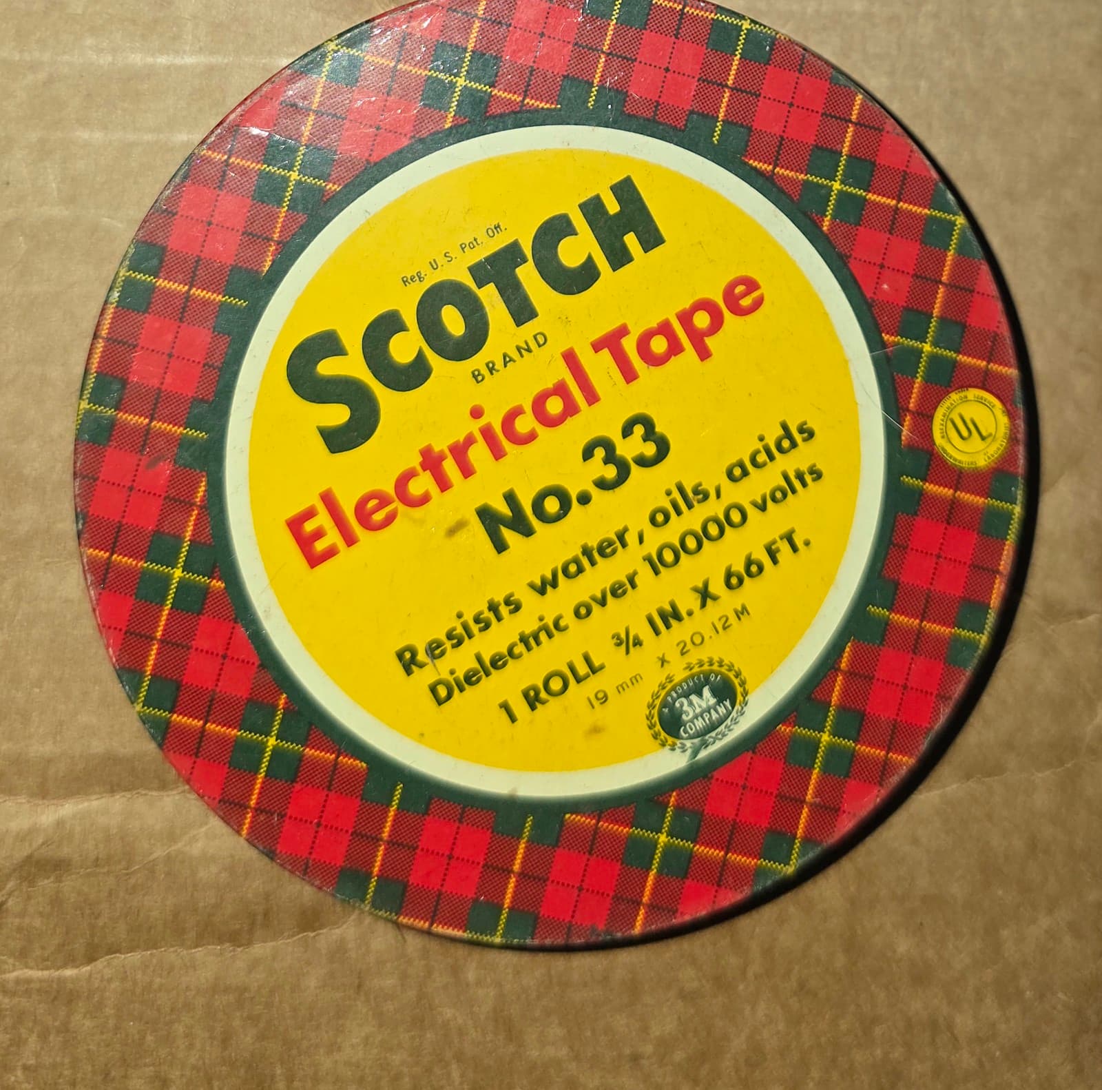 Vintage Scotch Glass Cloth Electrical Tape NO. 27 metal plaid tin - Thumbnail 2