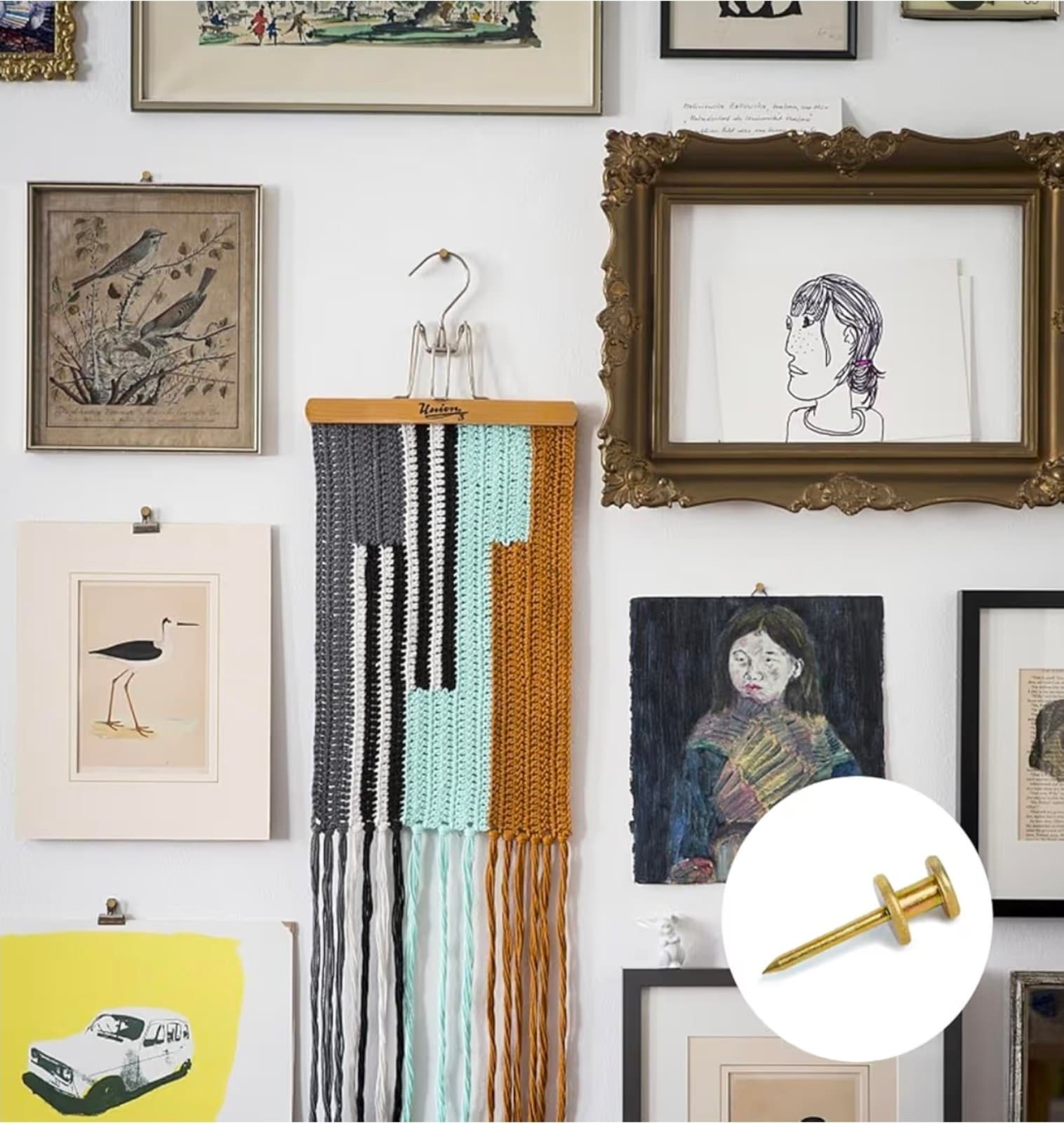 Double Headed Picture Hangers(20lbs-50pcs), Picture Hanging Nails, Thumb Tacks , - Thumbnail 4