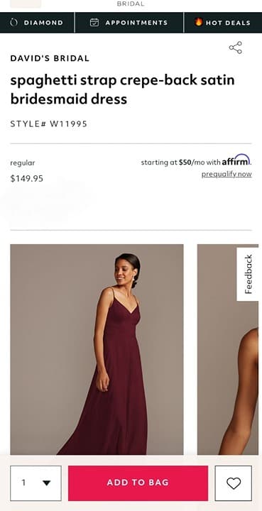 Bridesmaid Dress Sz 2 Wine David's Bridal - Thumbnail 11