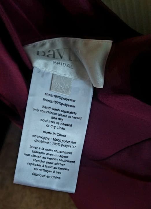 Bridesmaid Dress Sz 2 Wine David's Bridal - Thumbnail 6