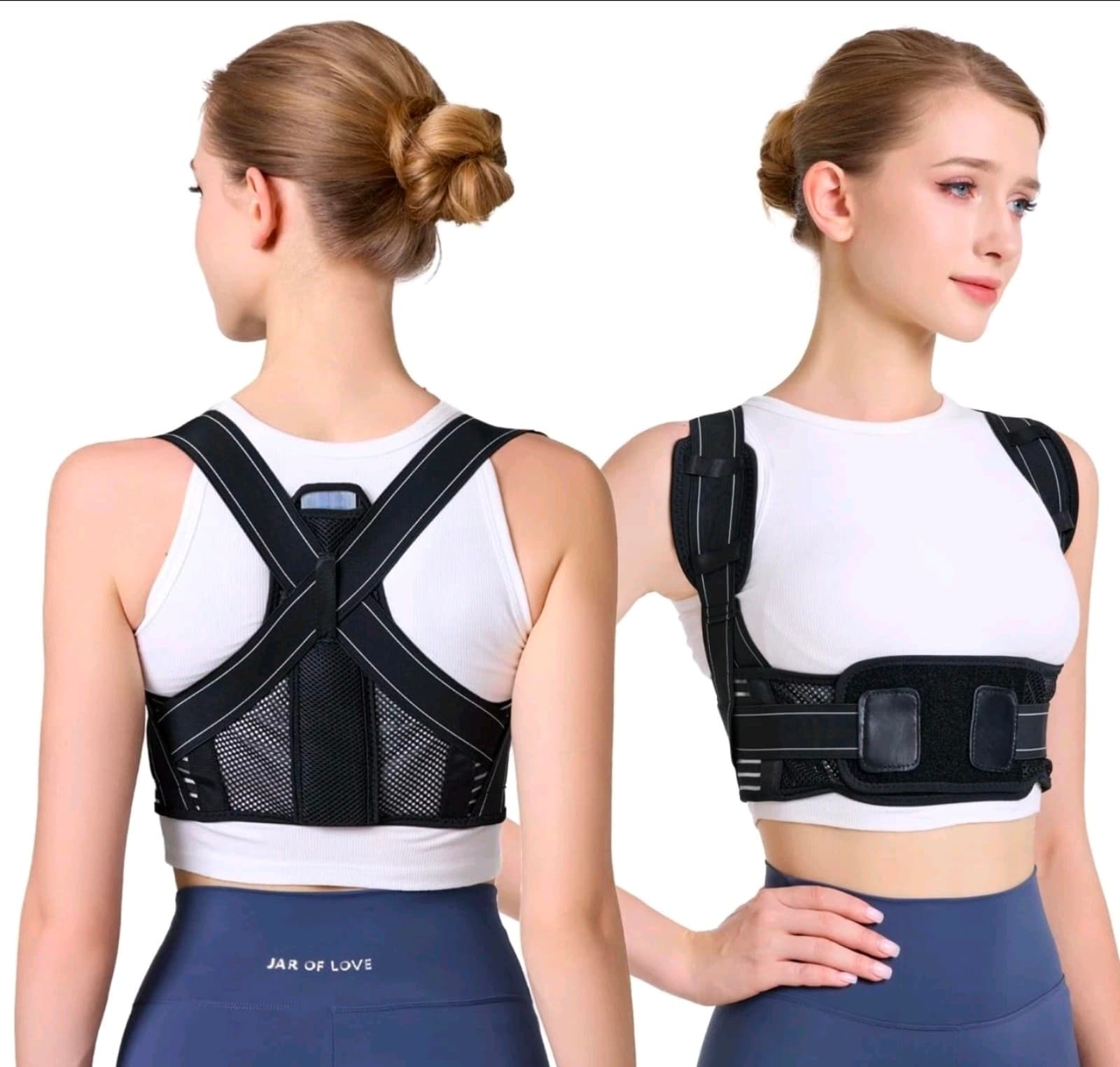 EZAid Posture Corrector for Men and Women - Adjustable Back Brace - Size Medium - Image 1