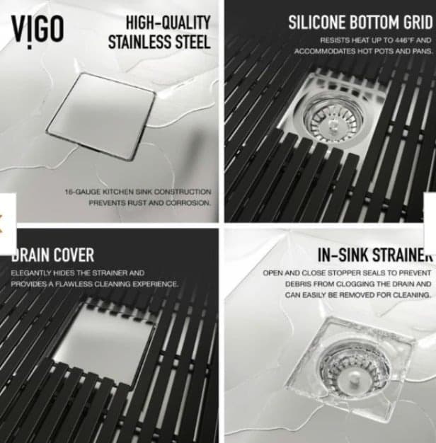 Vigoss 30" Farmhouse Style Stainless Steel Sink D1009 - Thumbnail 4