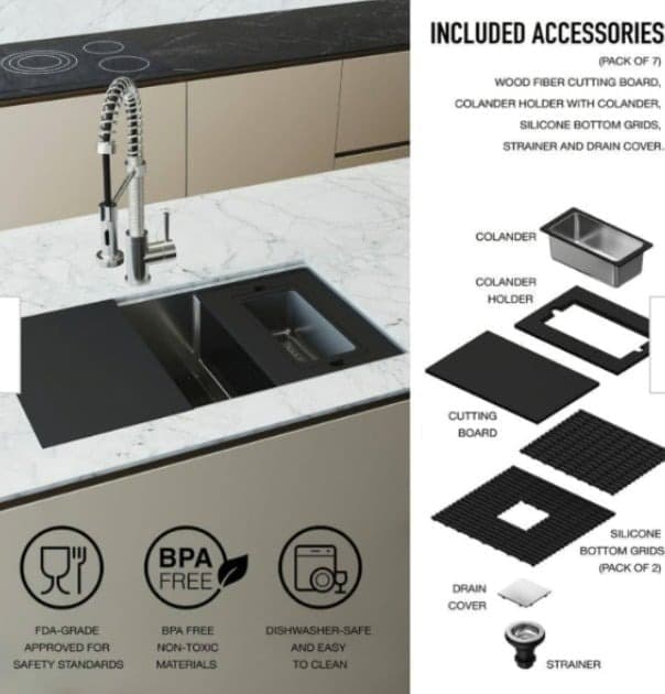 Vigoss 30" Farmhouse Style Stainless Steel Sink D1009 - Thumbnail 6