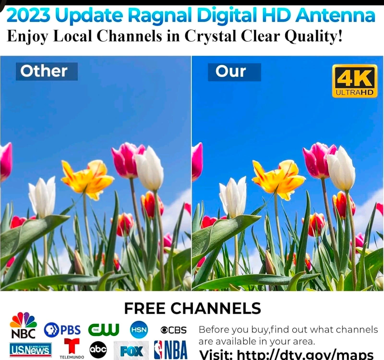 TV Antenna Smart Digital HD w Miles Range Amplified HD InOutdoor - Thumbnail 5