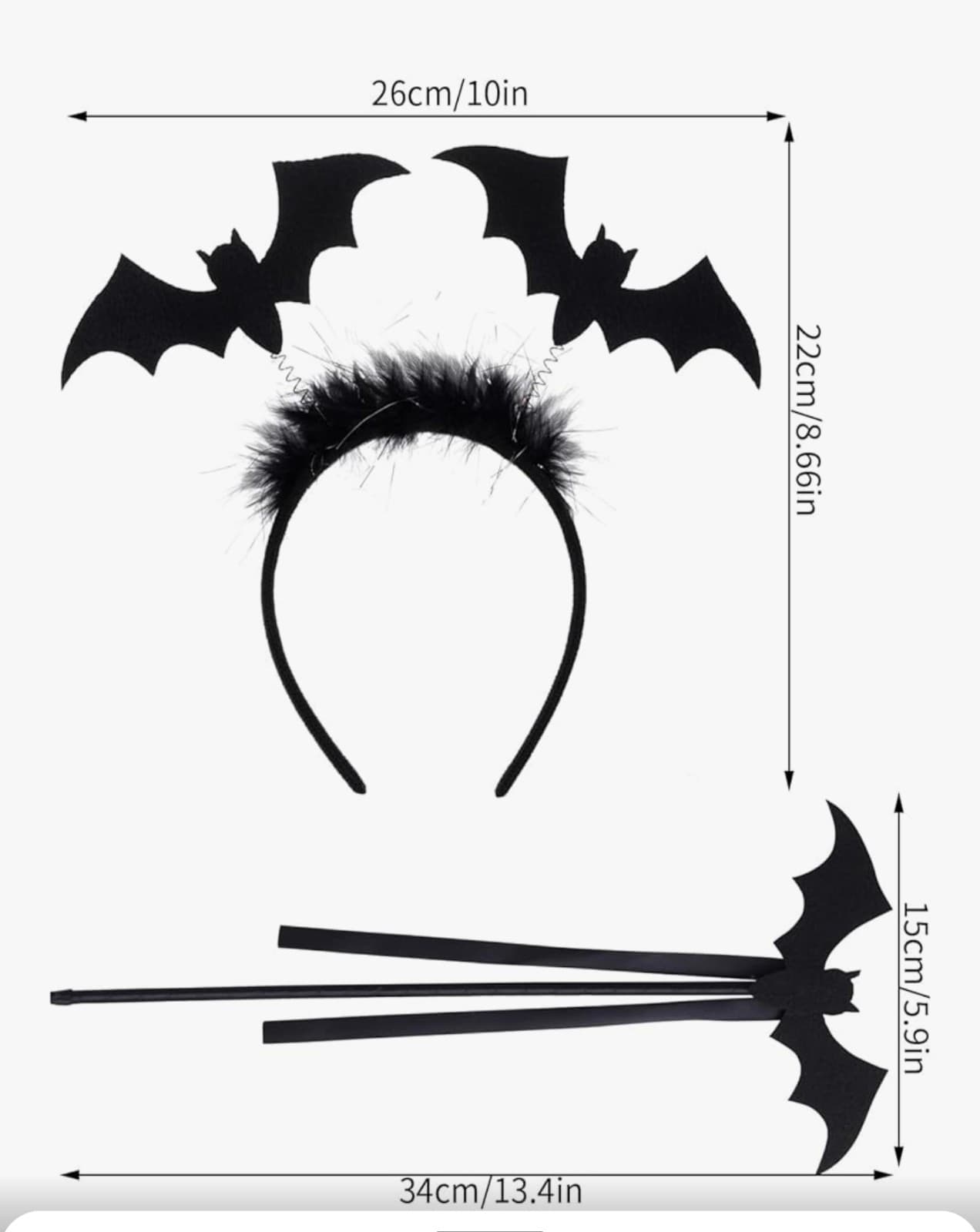 Sexy Bat Costume Set Bat Wings, Skirt, w/ Headband, & Magic Bat Wand sz S-XL - Thumbnail 2