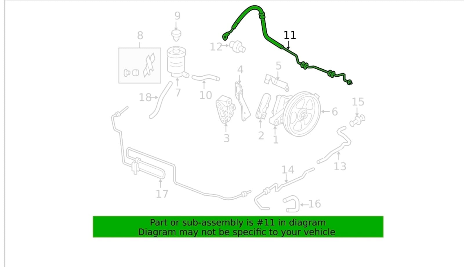 Honda Odyssey Power Steering Pressure Hose - Thumbnail 2