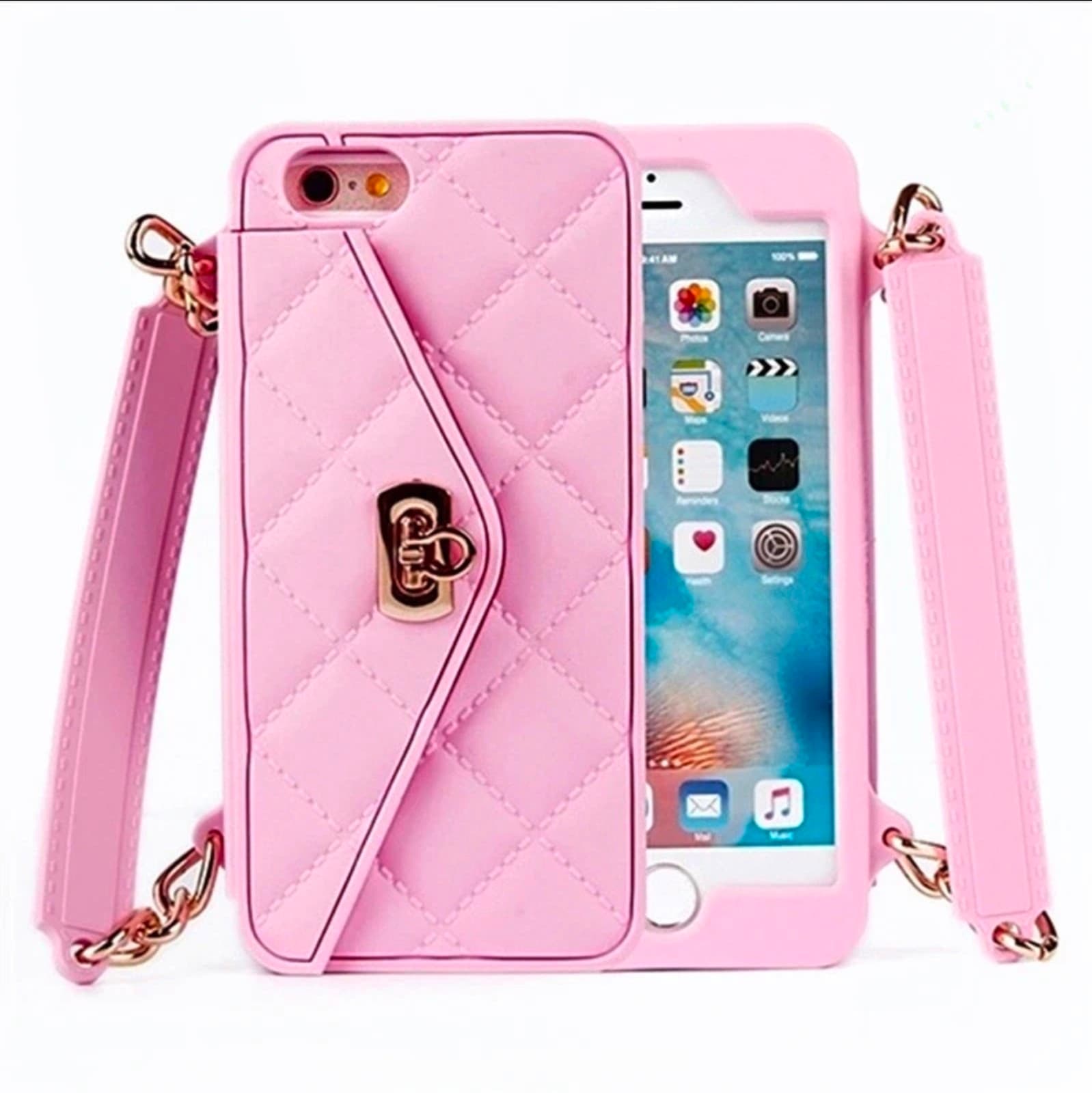 iPhone 6/6s/7/8 Women Crossbody Case Wallet Bag Pink - Thumbnail 2