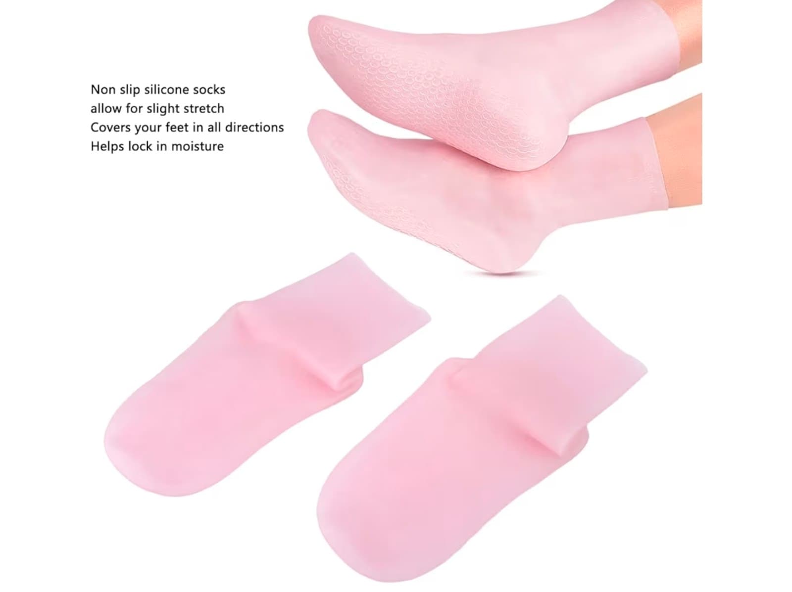 Silicone Gel Socks, Repair Cracked Feet Silicone Moisturizing Socks OSFM - Thumbnail 2