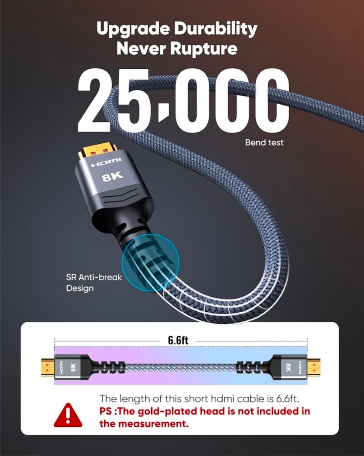 8K HDMI Cable 6.6ft Cable - Thumbnail 5
