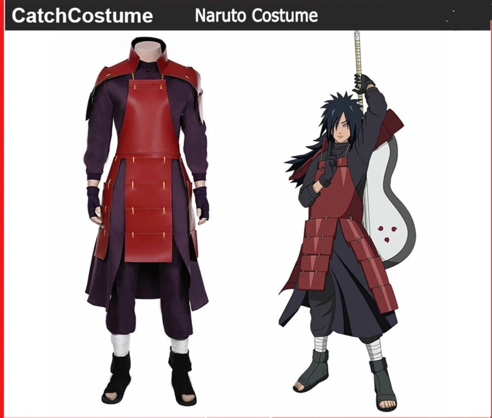 Anime Naruto Shippuden Uchiha Madara Cosplay Costume sz Large 6pc Costume - Image 1