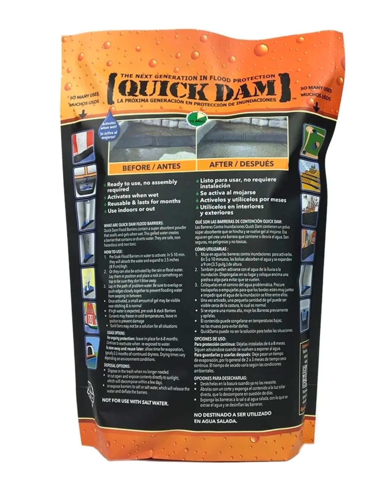 Quick Dam Flood Protection QD65-1 Flood Bag 5 Ft x 6in x 3.5in Lot of 2 NEW - Thumbnail 4